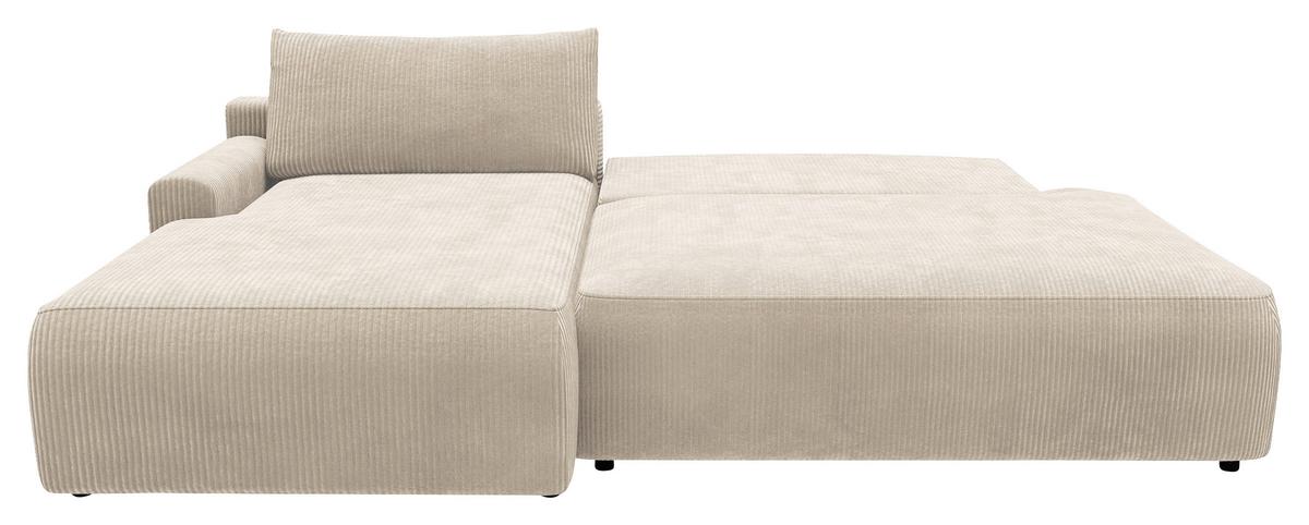 Eckschlafsofa Prag, Creme S: 167x253 cm - Creme/Schwarz, MODERN, Textil (167/253cm) - Trendmanufaktur