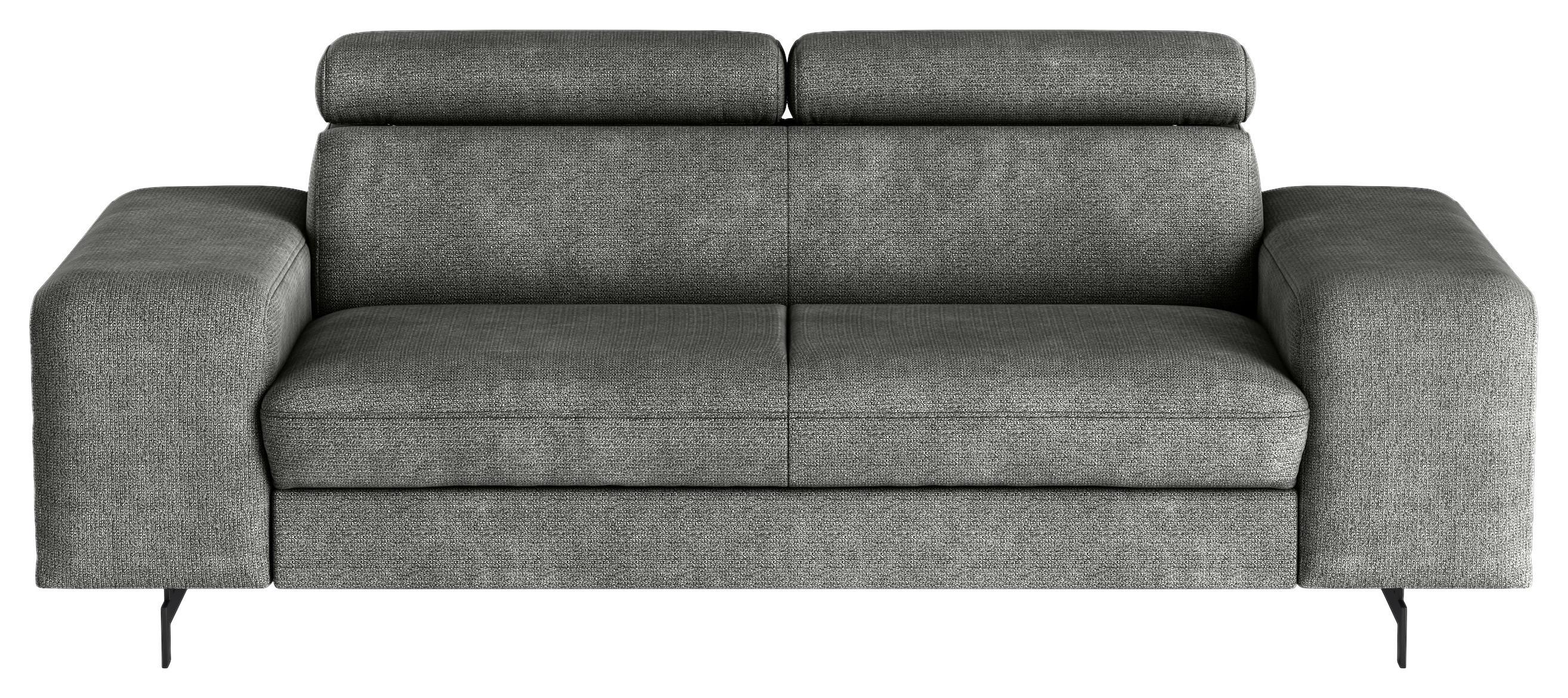 3-Sitzer-Sofa Emma mit Liegefunktion Grau B: 217 cm - Schwarz/Grau, Textil (217/81/100cm) - MID.YOU