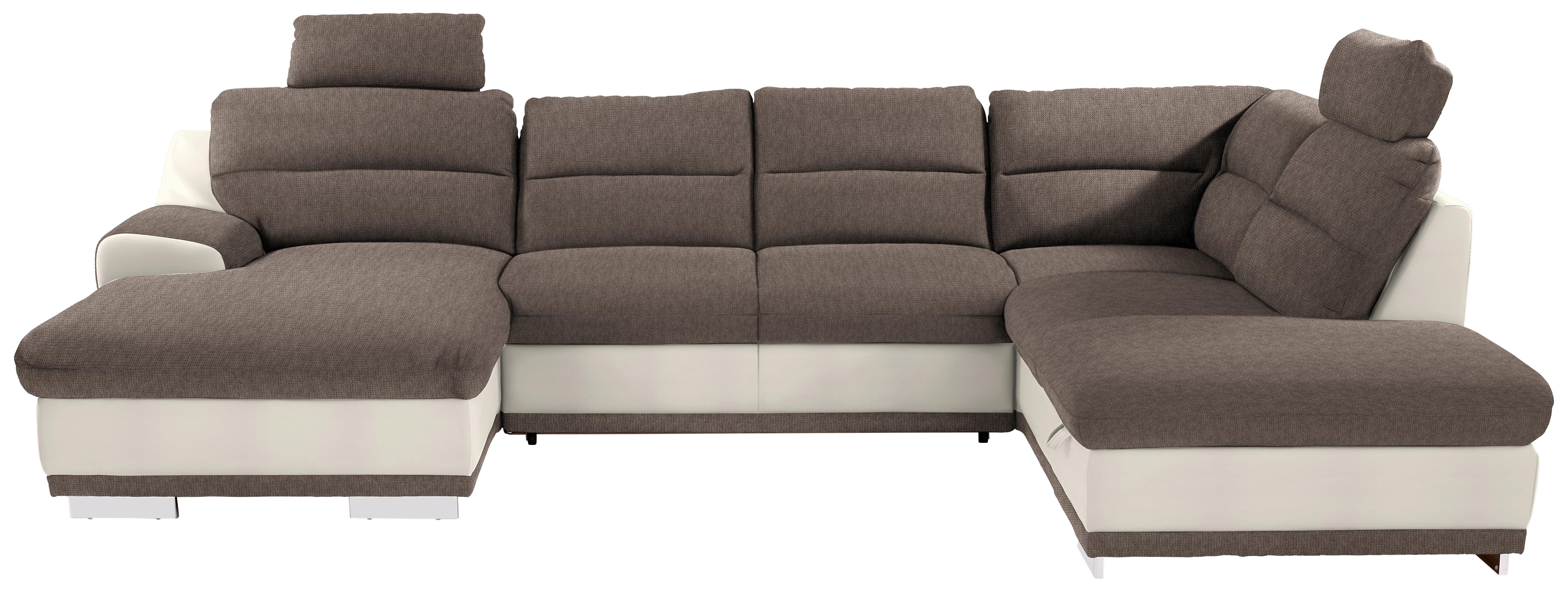 Sedacia súprava do U Seaside sivohnedá / biela - biela/chrómová, Konventionell, kov/textil (165/334/218cm) - Luca Bessoni