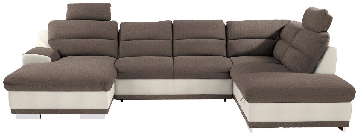 Sedacia súprava do U Seaside sivohnedá / biela - biela/chrómová, Konventionell, kov/textil (165/334/218cm) - Luca Bessoni