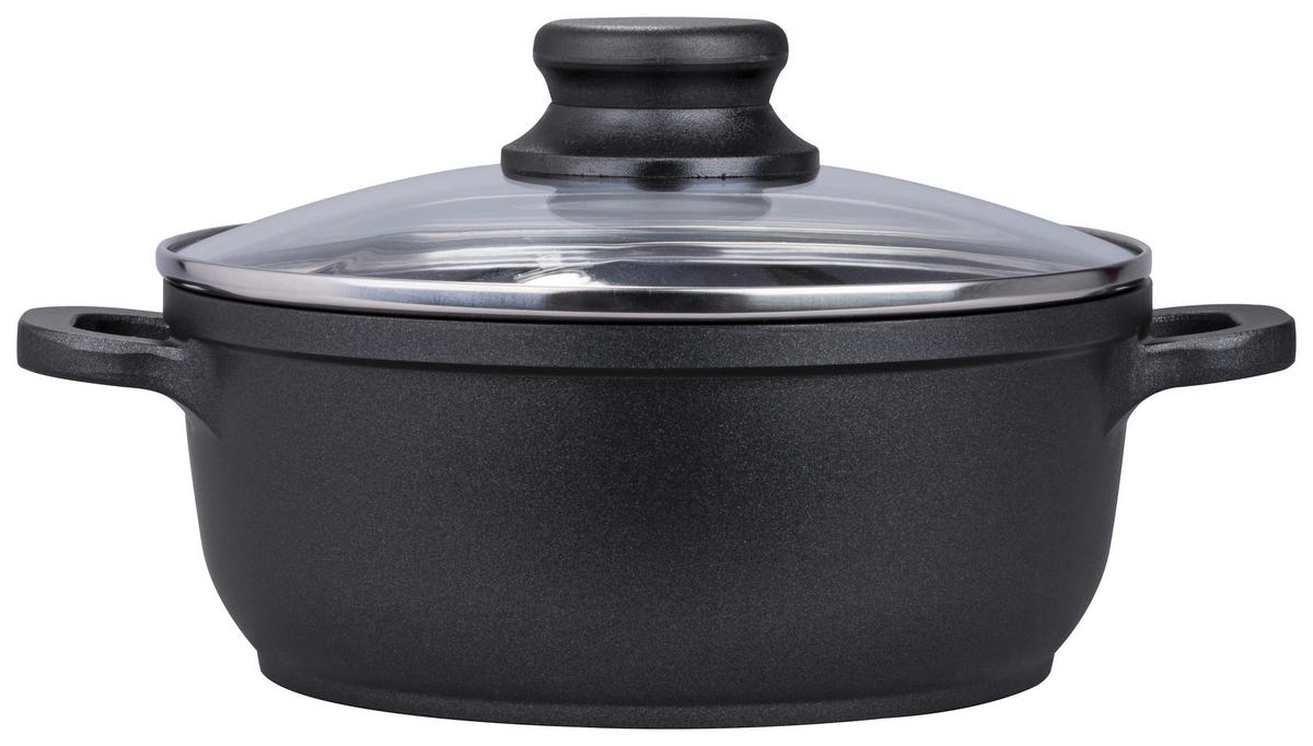 Kochtopf Madita 2,3 Liter Aluminium, Antihaftbeschichtet - Transparent/Schwarz, Glas/Metall (20/9cm) - James Wood