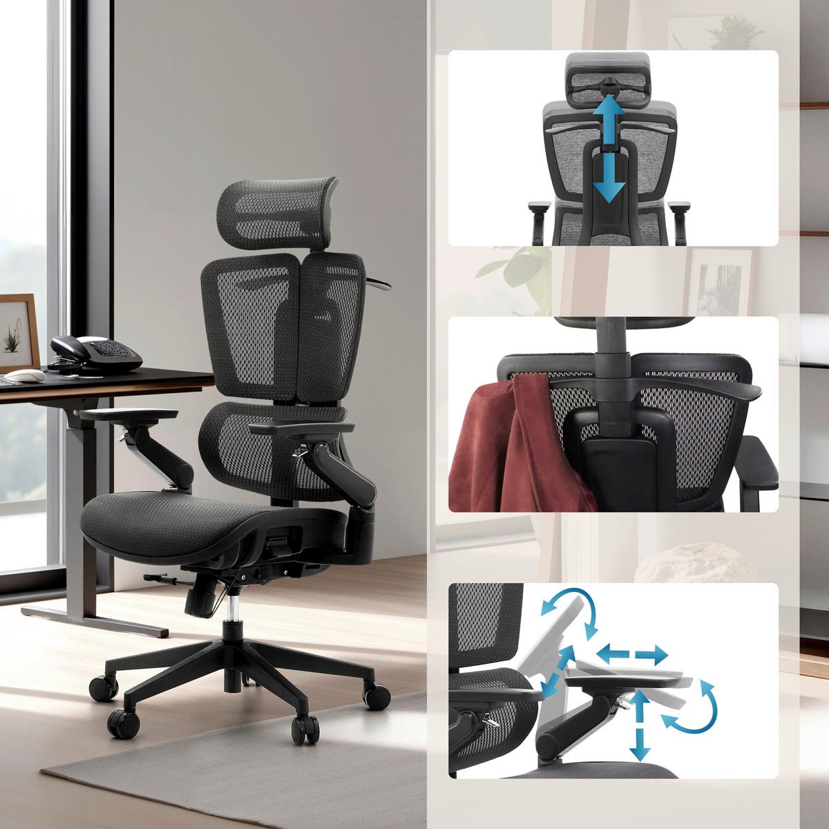 DREHSTUHL Ergo U2 Pro Schwarz B: 68cm - Silberfarben/Schwarz, MODERN, Kunststoff/Textil (68/113/67cm) - MID.YOU