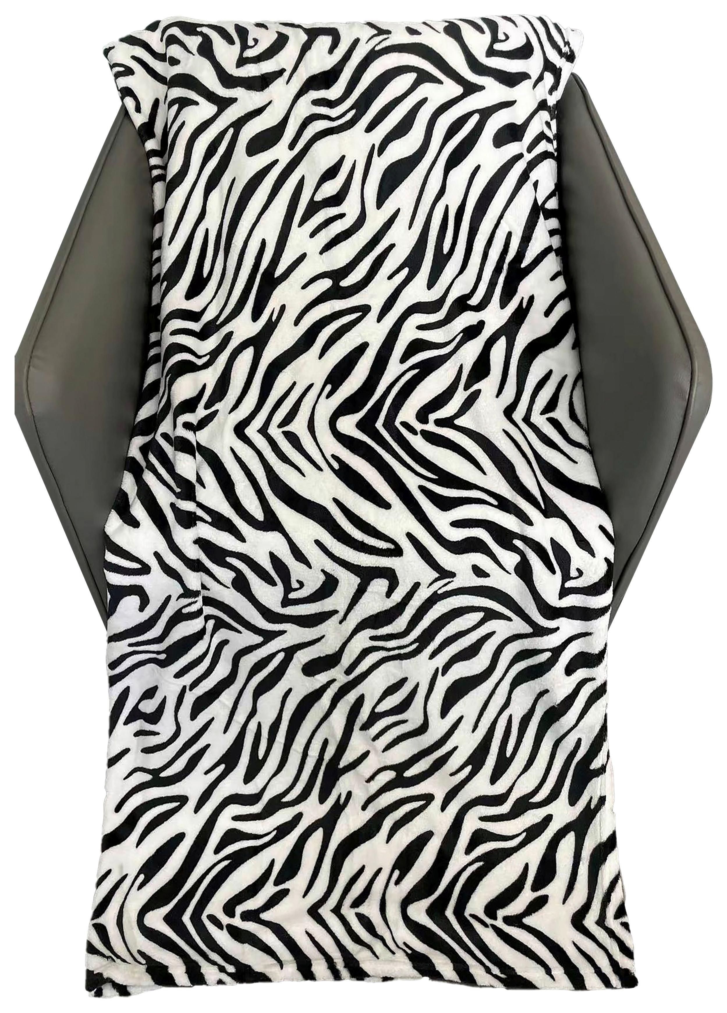 Kuscheldecke Safari Animalprint-Dessin 130x170 cm - Schwarz/Weiß, ROMANTIK / LANDHAUS, Textil (130/170cm) - James Wood