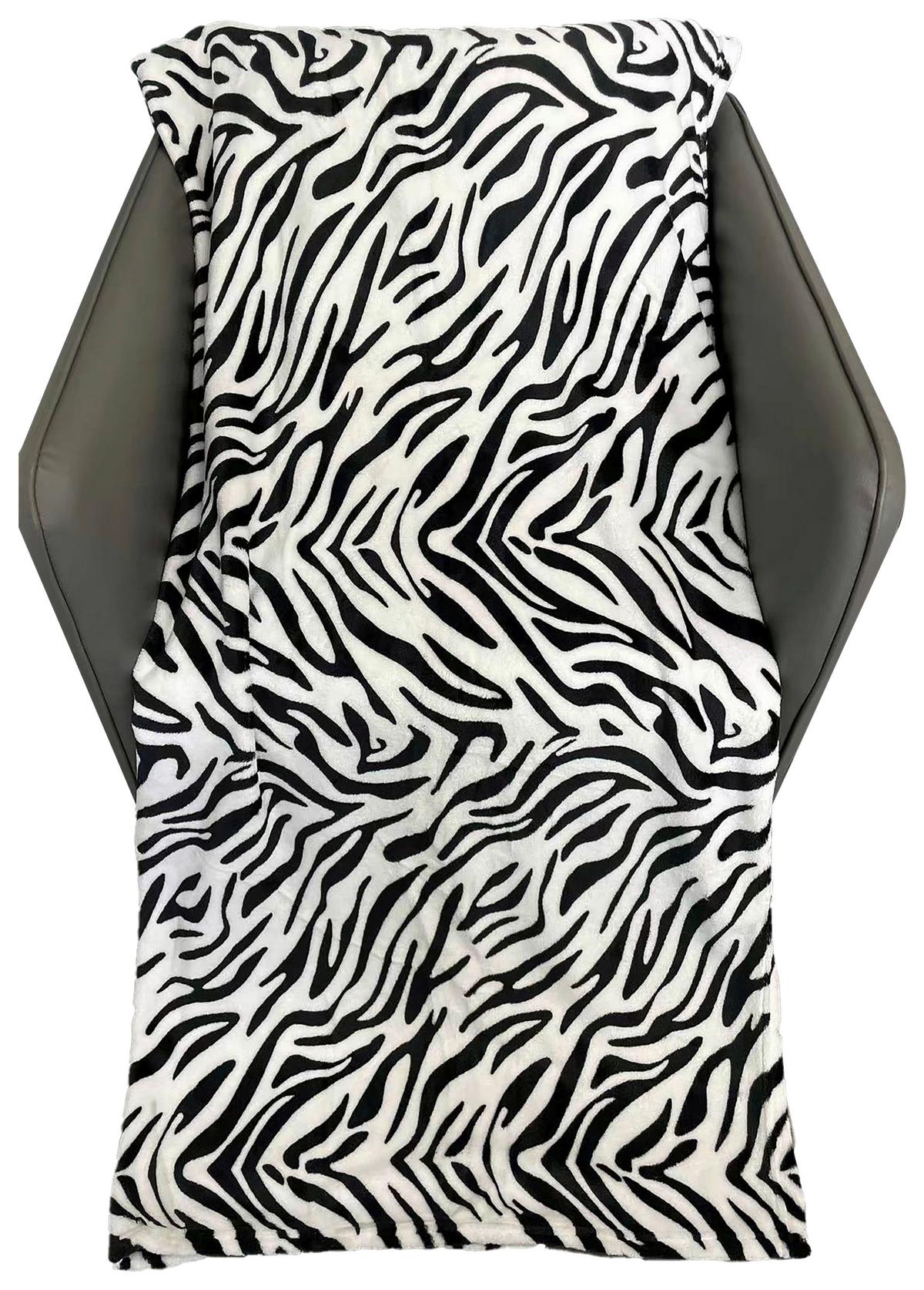Kuscheldecke Safari Animalprint-Dessin 130x170 cm - Schwarz/Weiß, ROMANTIK / LANDHAUS, Textil (130/170cm) - James Wood