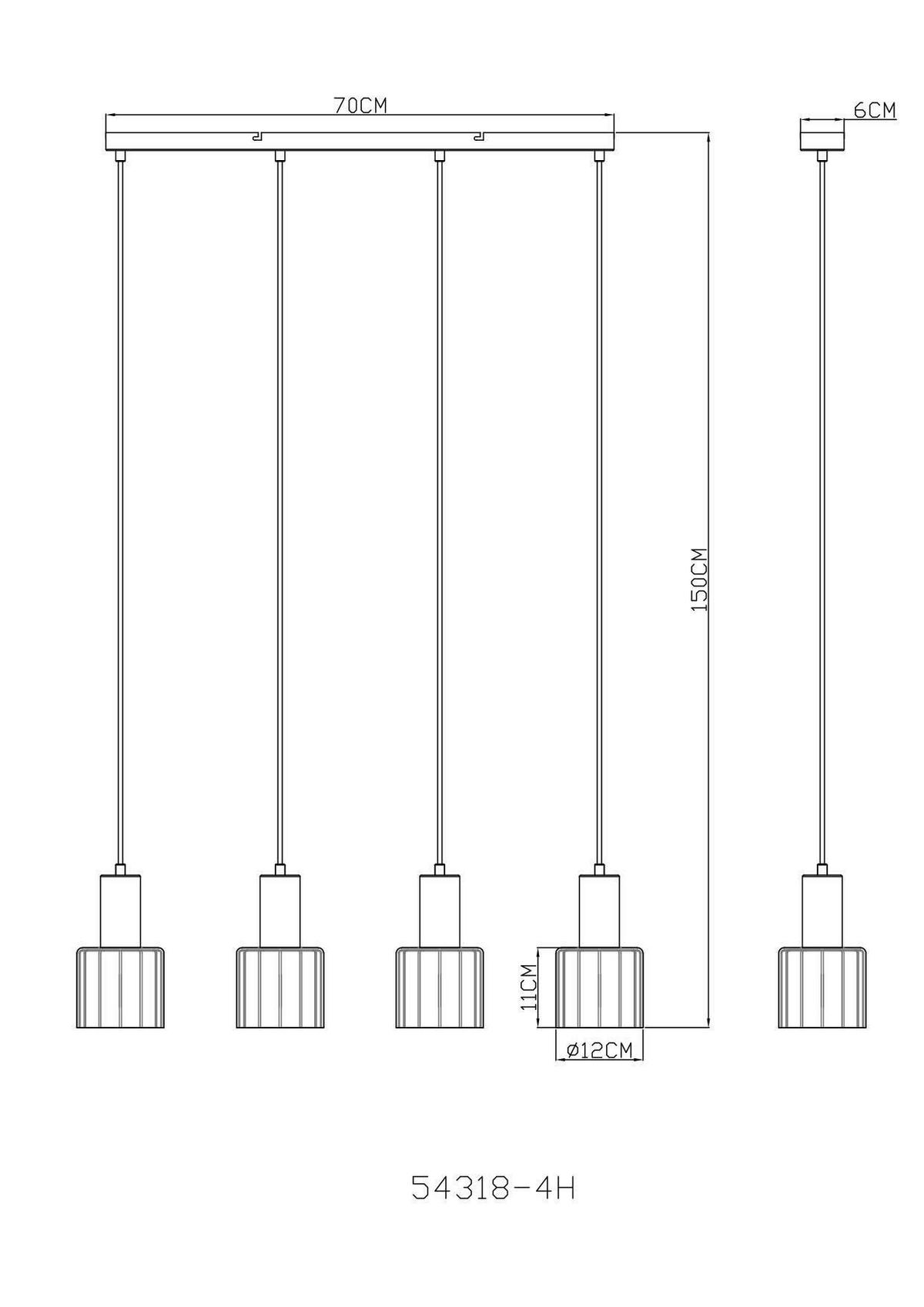 HÄNGELEUCHTE Exkl. 4xE27, 40W - Klar/Chromfarben, Design, Glas/Kunststoff (78/12/150cm) - Globo