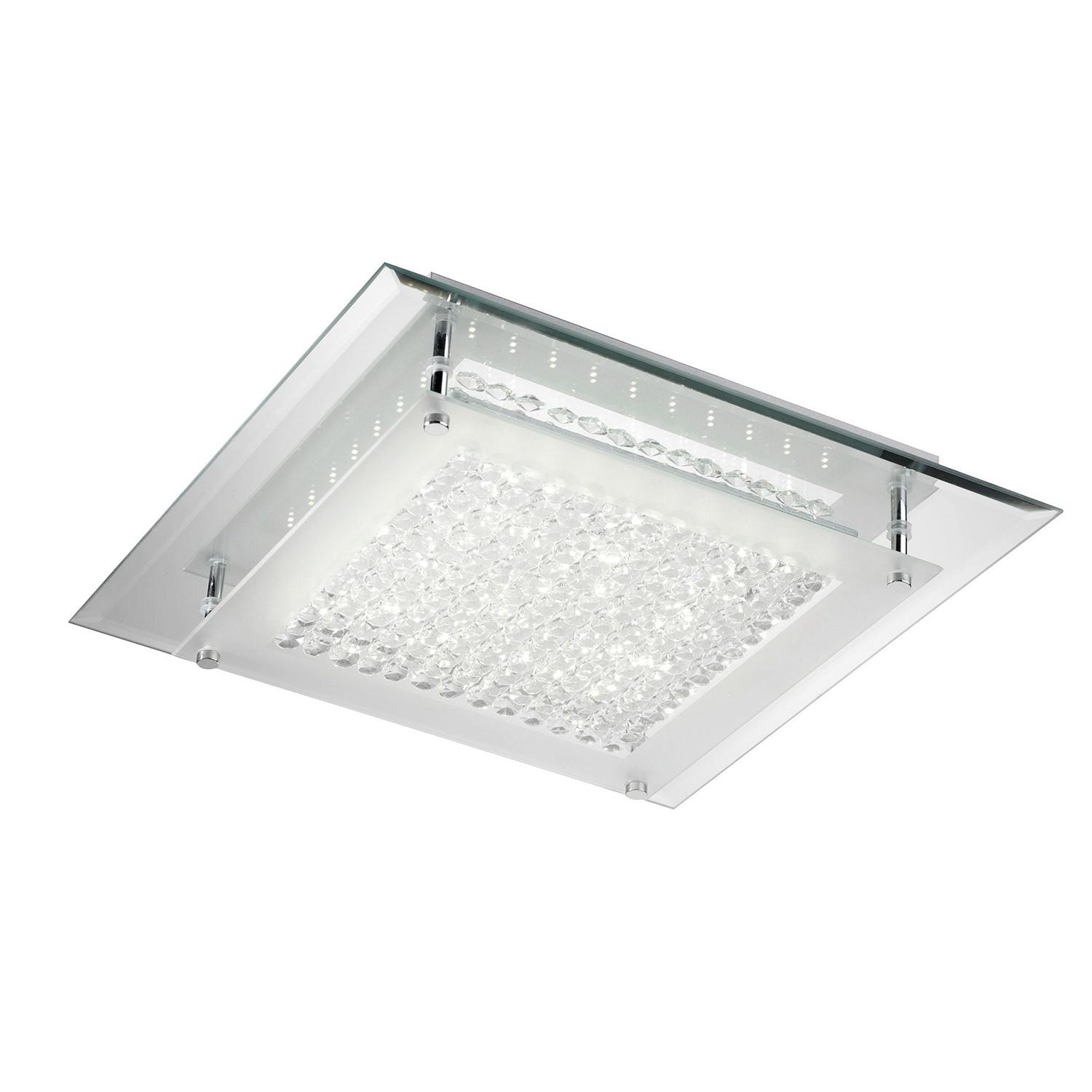 LED-Deckenleuchte Klar Chromfarben L: 34 cm - Klar/Chromfarben, Design, Glas/Metall (34/34/7cm)