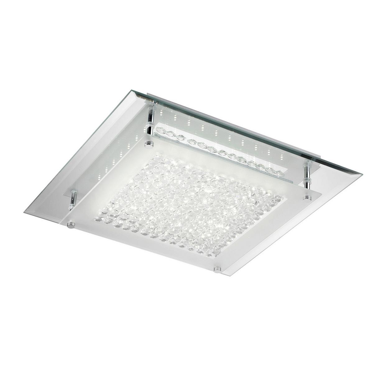 LED-Deckenleuchte Klar Chromfarben L: 34 cm - Klar/Chromfarben, Design, Glas/Metall (34/34/7cm)