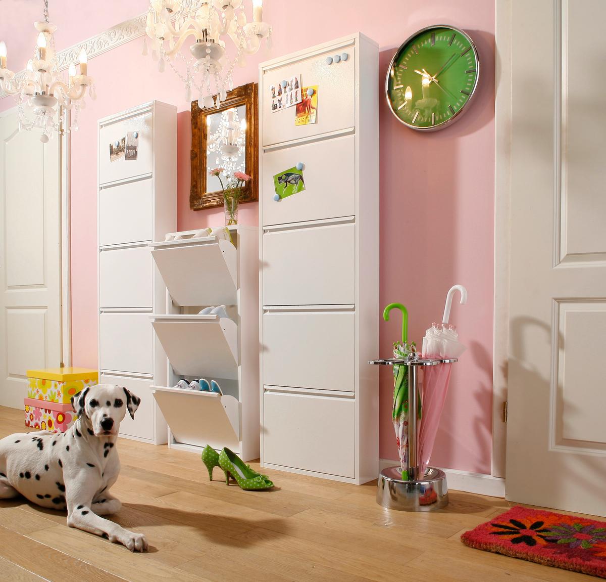 Schuhkipper Caruso 5 Klappen Weiß B: 50 cm - Weiß, Basics, Metall (50/170/15cm) - Kare-Design