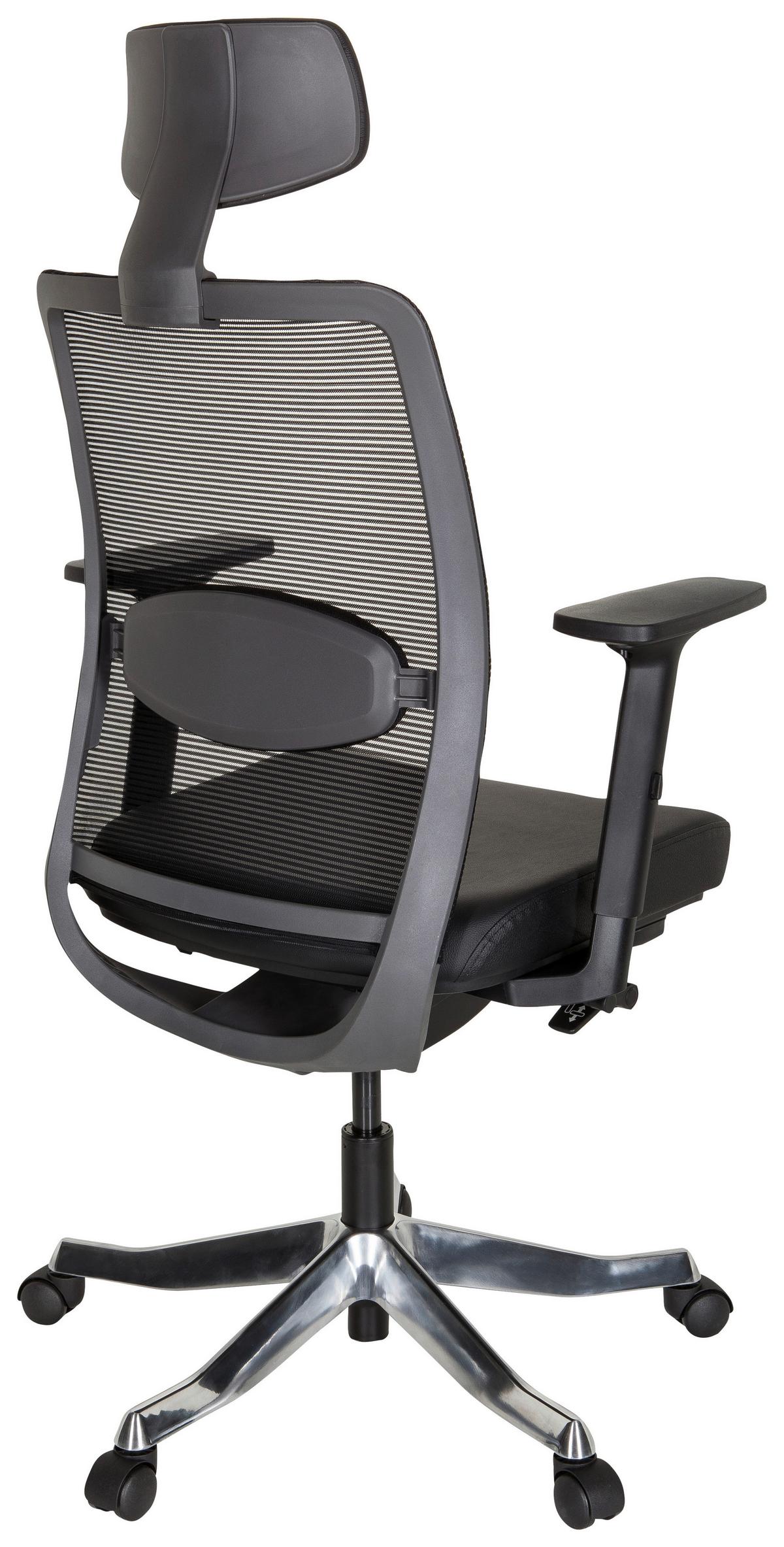 Drehstuhl Senator Pro Echtleder Schwarz Bis 130kg - Schwarz, MODERN, Leder/Kunststoff (68/138/60cm) - MID.YOU