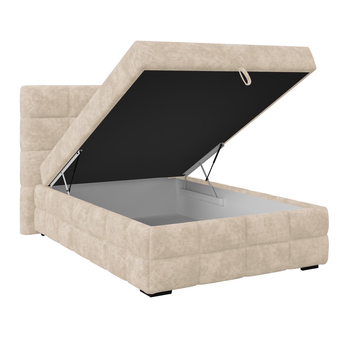 Čalouněná postel VEGA 140x200 cm, bílá - bílá/černá, Trend, dřevo/textil (140/200cm)