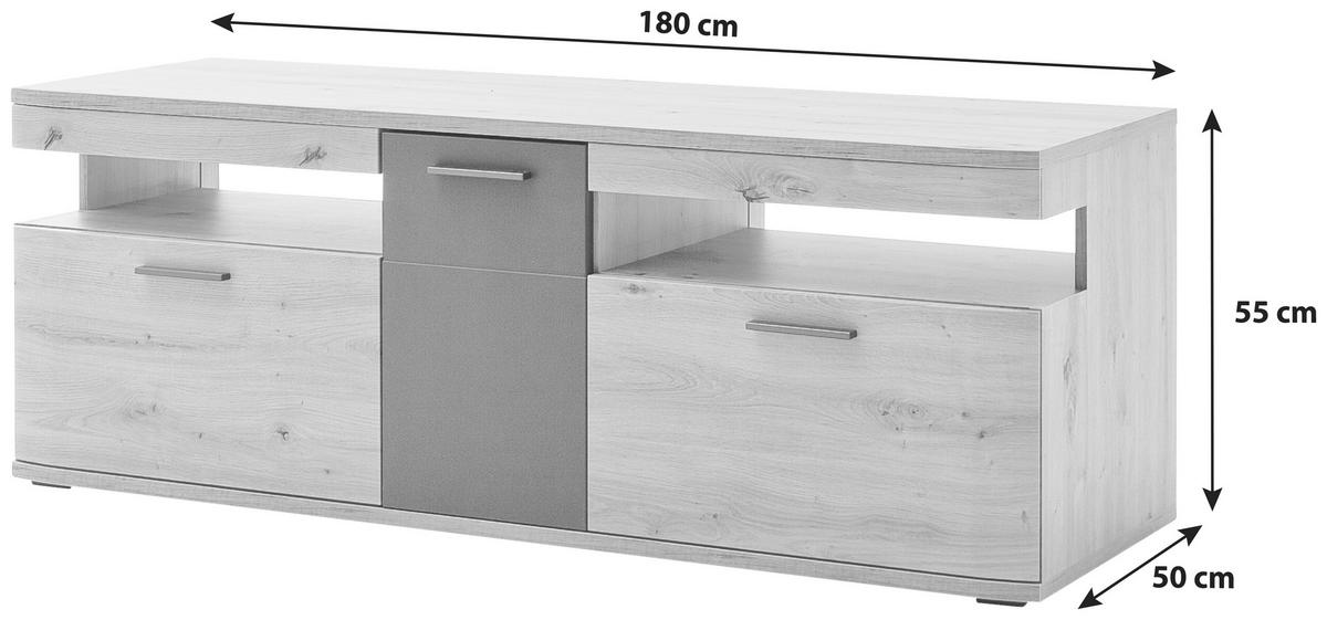 TV-Element Cortona B: 180 cm Anthrazit/Eiche Dekor - Eichefarben/Anthrazit, Design, Holzwerkstoff (180/55/50cm) - Livetastic