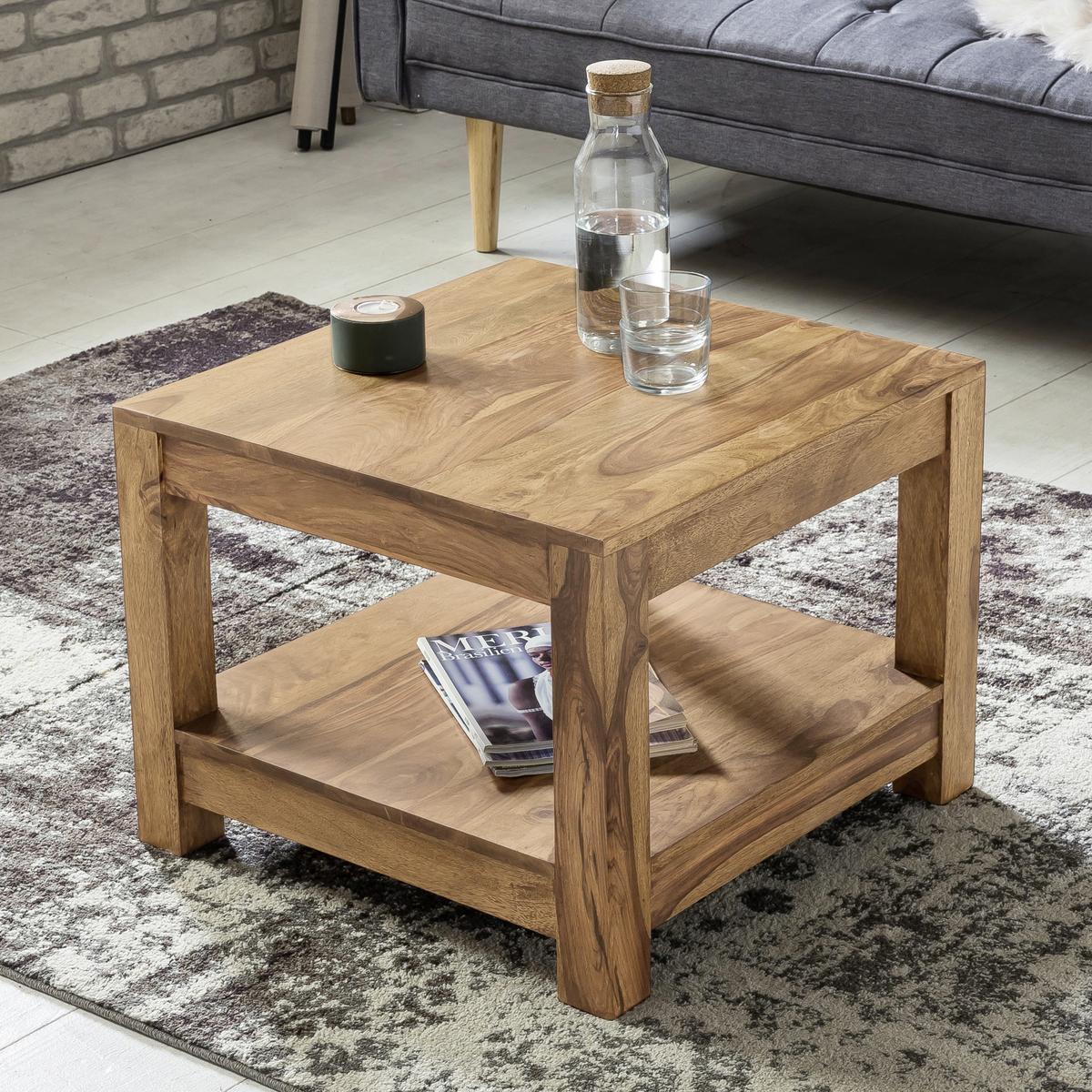 Couchtisch Holz Massiv inkl. Ablageplatte Mumbai, Akazie - Akaziefarben, Design, Holz (60/60/40cm) - MID.YOU