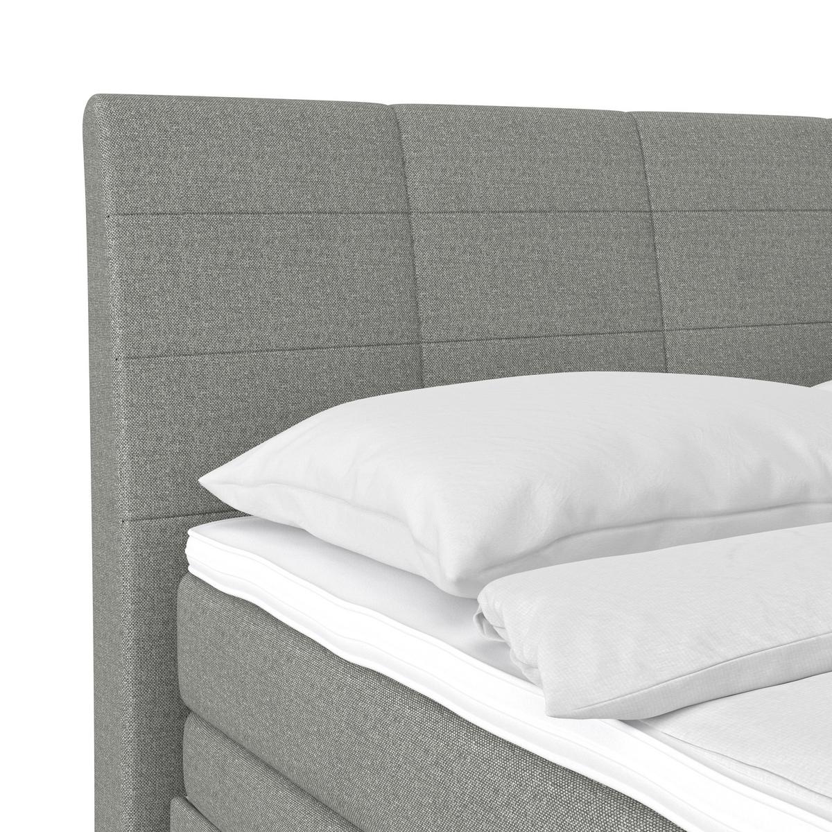 Boxspringbett mit Topper & Bettkasten 160x200 Libra - Hellgrau/Schwarz, KONVENTIONELL, Textil (160/200cm)
