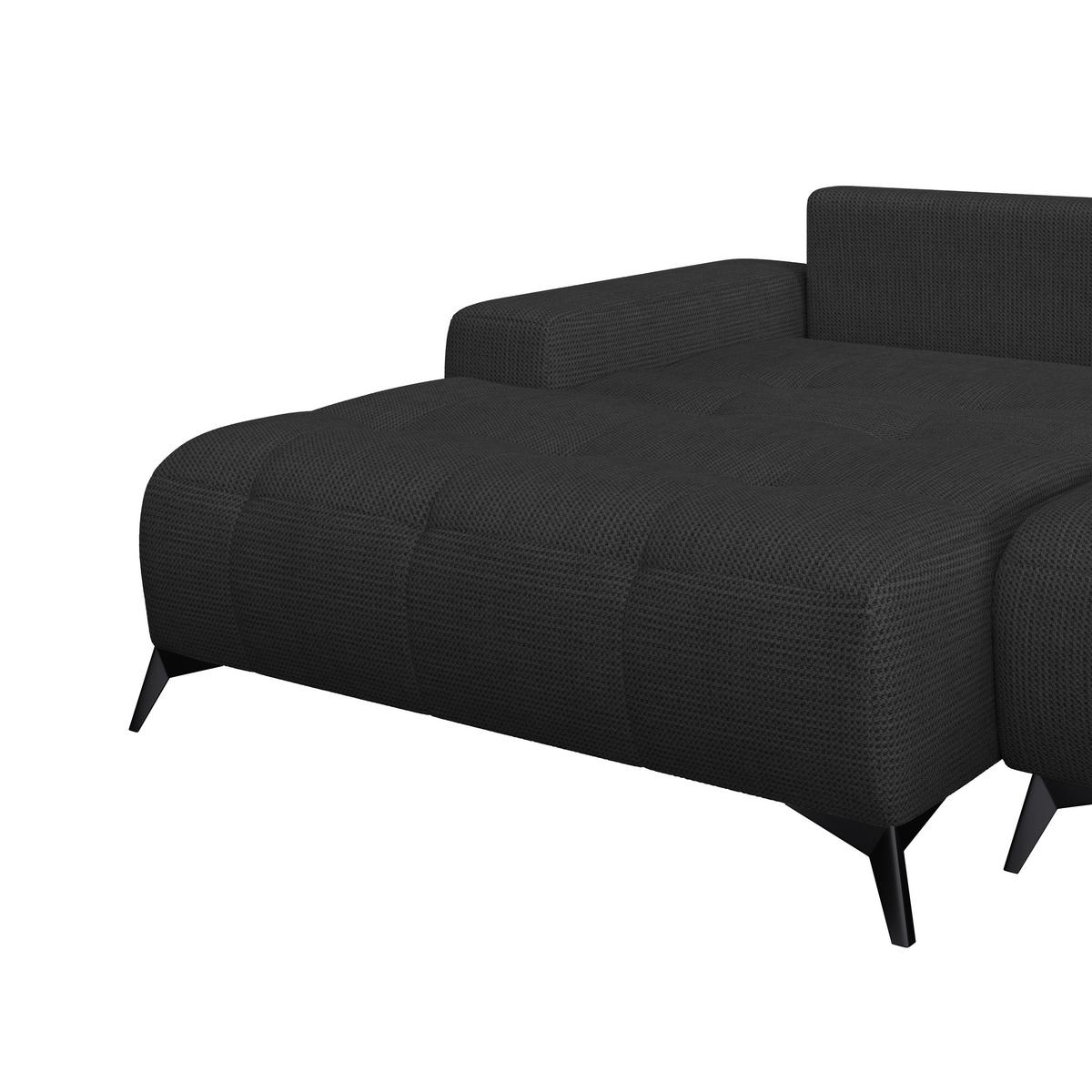 Ecksofa Mauro Schwarz, mit Schlaffunktion - Schwarz, Trend, Textil (175/290cm) - Luca Bessoni