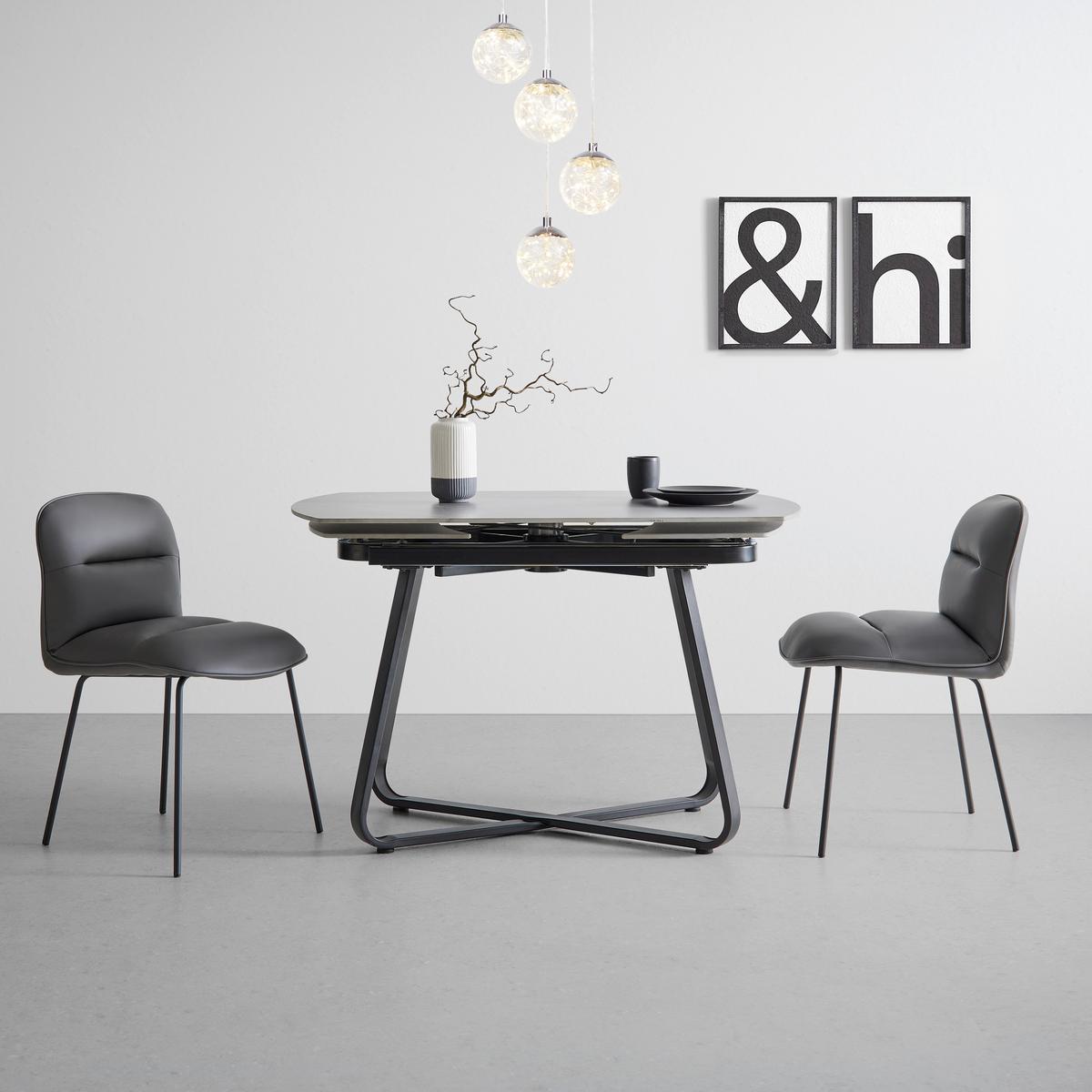Rozkládací jídelní stůl Matera 160-220 cm - černá, Moderní, kov/keramika (120-180/90/76cm) - Bessagi Home