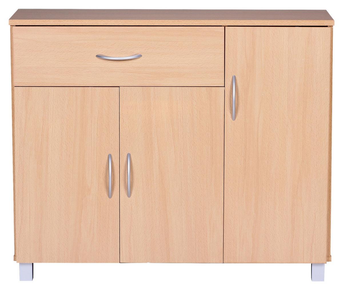 Komoda Jarry dekor buk - farba buka/sivá, Konventionell, kompozitné drevo (90/75/30cm) - MID.YOU