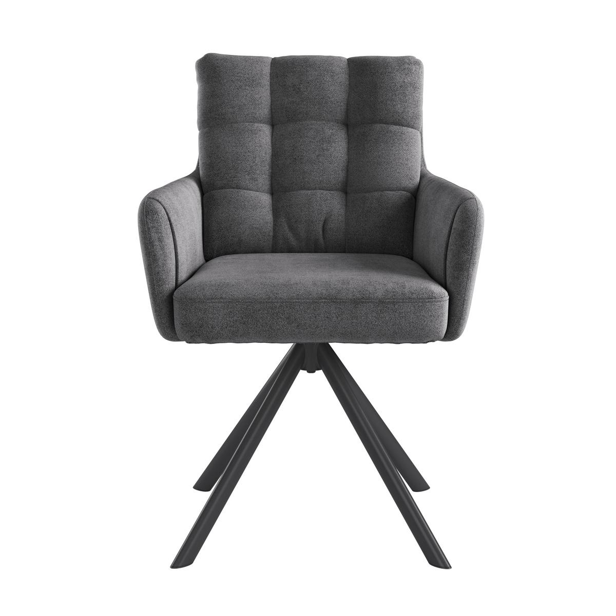 Armlehnstuhl Susan Dunkelgrau Schwarz/Sitzfläche 360°drehbar - Dunkelgrau/Schwarz, KONVENTIONELL, Holz/Textil (59/90/66cm)