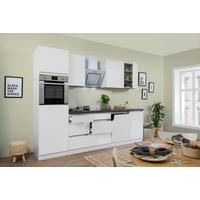 Küchenzeile Premium M. Geräten 280 Cm Weiß Elegant - Weiß/Braun, MODERN, Holzwerkstoff (280cm) - Respekta