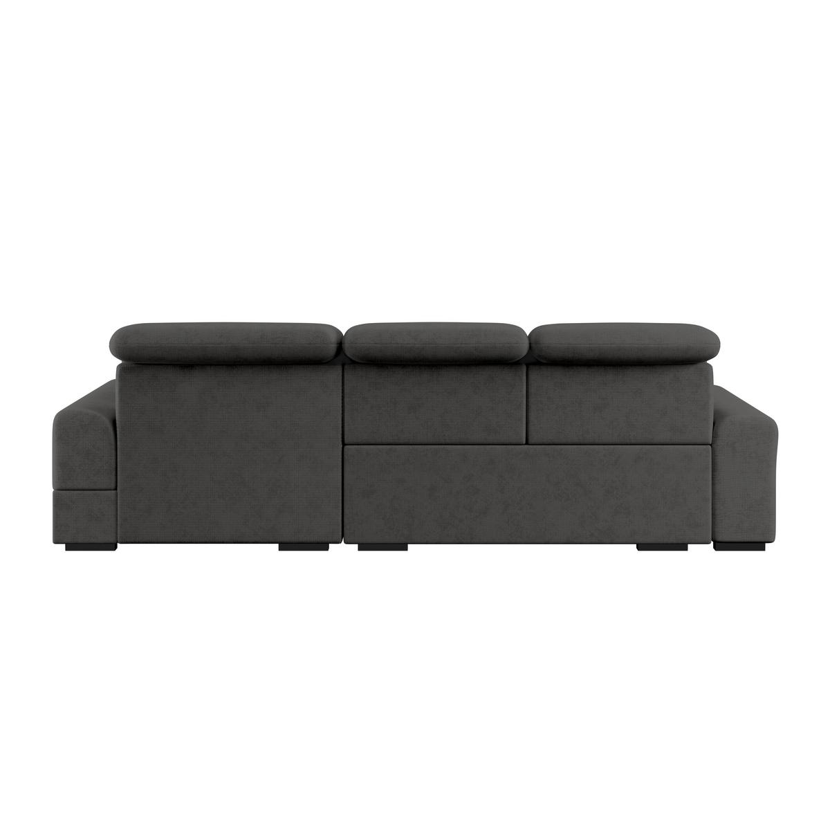 Ecksofa mit Bettfunktion Malaga new Chenille graphit - Schwarz/Graphitfarben, KONVENTIONELL, Textil (286/203cm) - Ondega