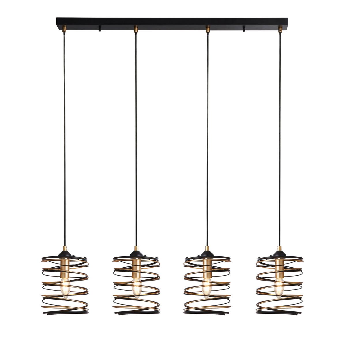 Hängeleuchte Spring H: 110 cm, 4-Flammig, Goldfarben/Schwarz - Goldfarben/Schwarz, Design, Metall (91/110/16cm)