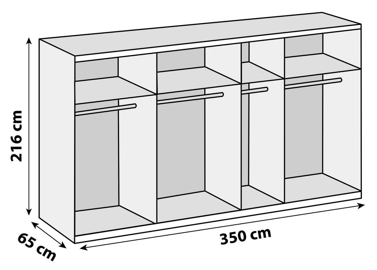 Schwebetürenschrank 350cm Level 36a, Eiche Dekor - Eichefarben, Basics, Holzwerkstoff (350/216/65cm) - MID.YOU