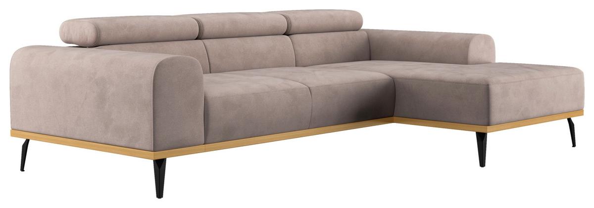 Ecksofa Sandfarben Mit Sitzvorzug S: 244x157 Cm - Sandfarben/Schwarz, KONVENTIONELL, Textil (244/157cm) - Cotta