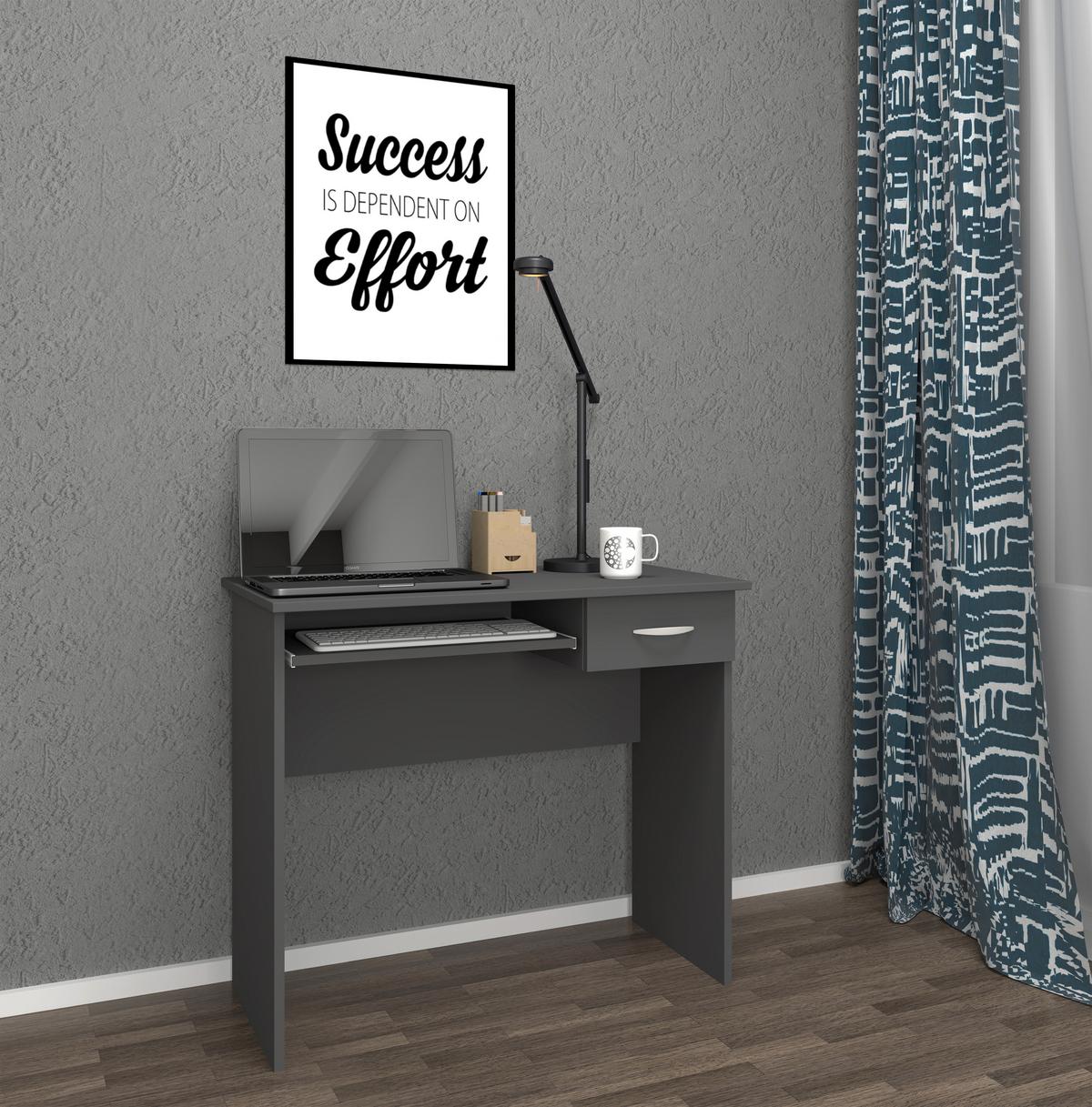 Schreibtisch Arusa Anthrazit B: 50 cm - Anthrazit/Weiß, MODERN, Holzwerkstoff (85/50/75cm) - MID.YOU