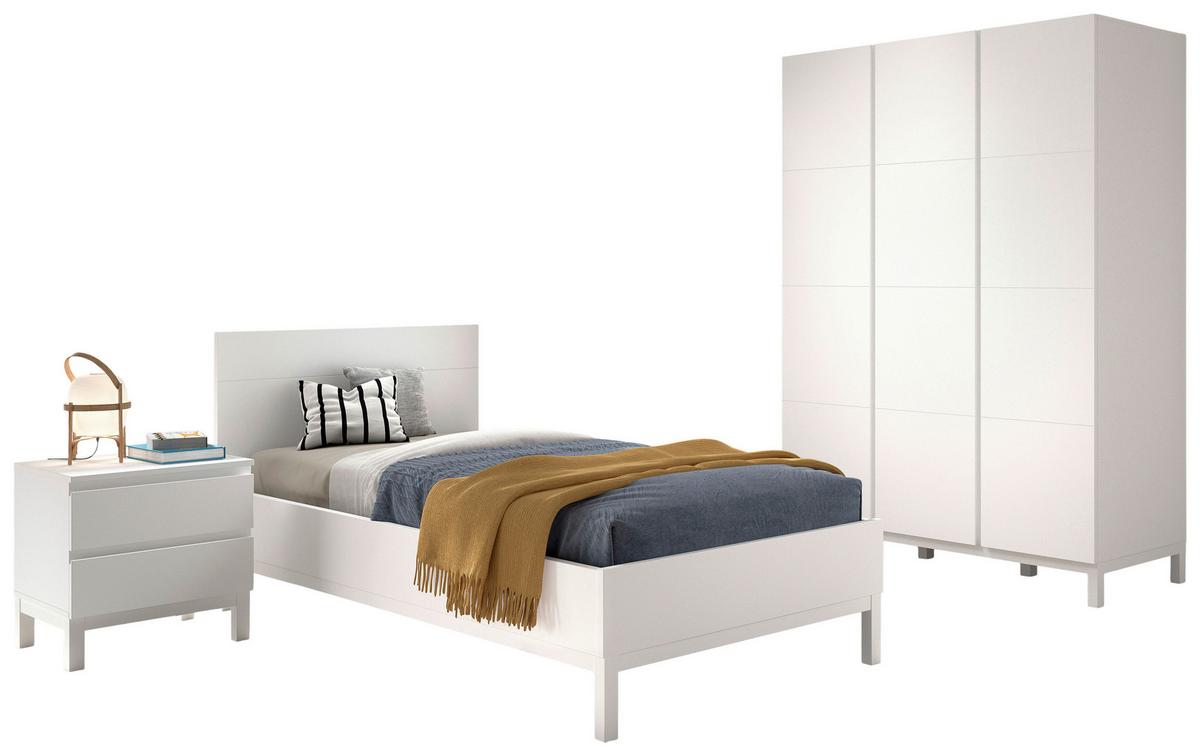EINZELZIMMER Eva Weiß 3-Teilig - Weiß, MODERN, Holz/Holzwerkstoff - Vipack