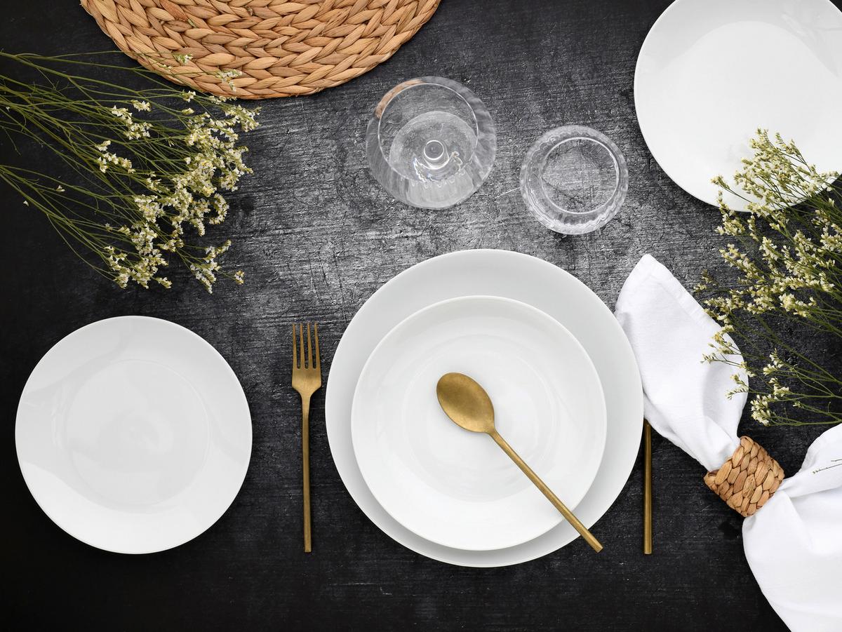 Jedálenský servis 18-dielny - biela, Basics, keramika - Creatable