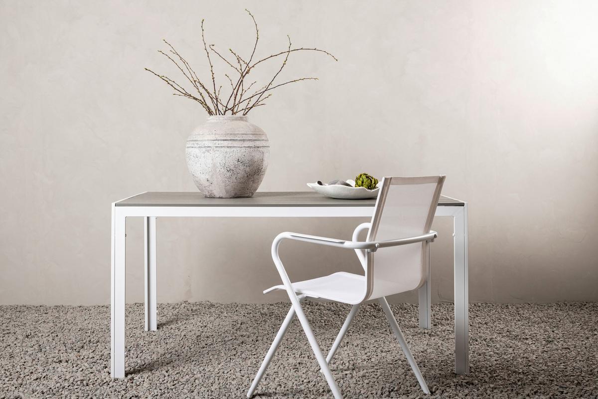 Gartentisch Break Aluminium L: 150cm - Weiß/Grau, KONVENTIONELL, Holz/Metall (150/90/75cm) - Gardenson