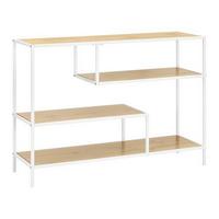 Regál FIONA šírka 110cm - biela/farba borovice, Modern, kov/kompozitné drevo (110/80/35cm) - Bessagi Home