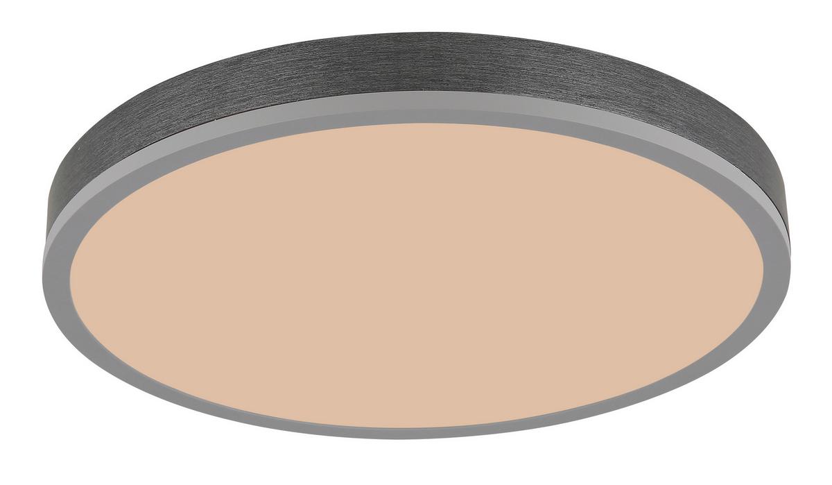 LED-Deckenleuchte Doro D: 45cm Silberfarben Weiß Dunkelgrau - Dunkelgrau/Silberfarben, Basics, Kunststoff/Metall (45/8,5cm) - Globo