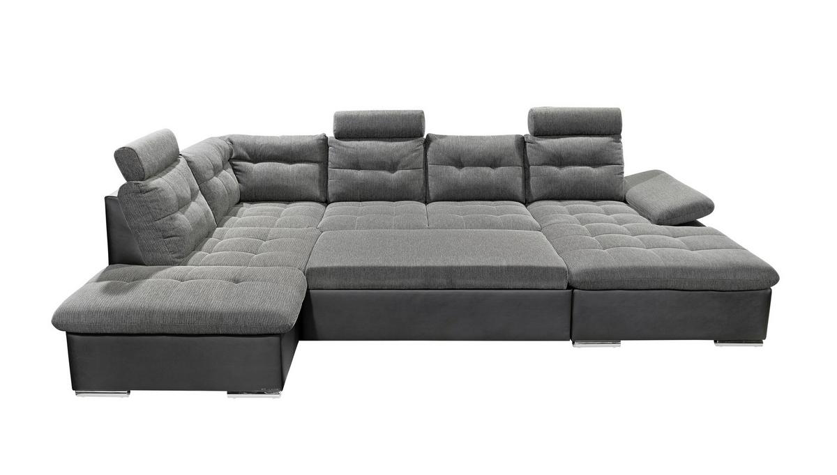 Sedací souprava ve tvaru U JAKARTA šedá / černá - šedá/černá, Design, textil/plast (218/324/170cm) - MID.YOU