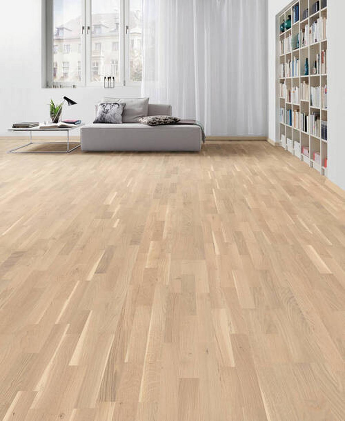 Parkettboden Eiche Hellbraun Schiffsboden Stärke 12mm - Hellbraun, Basics, Holzwerkstoff (18/220cm) - Living by HARO