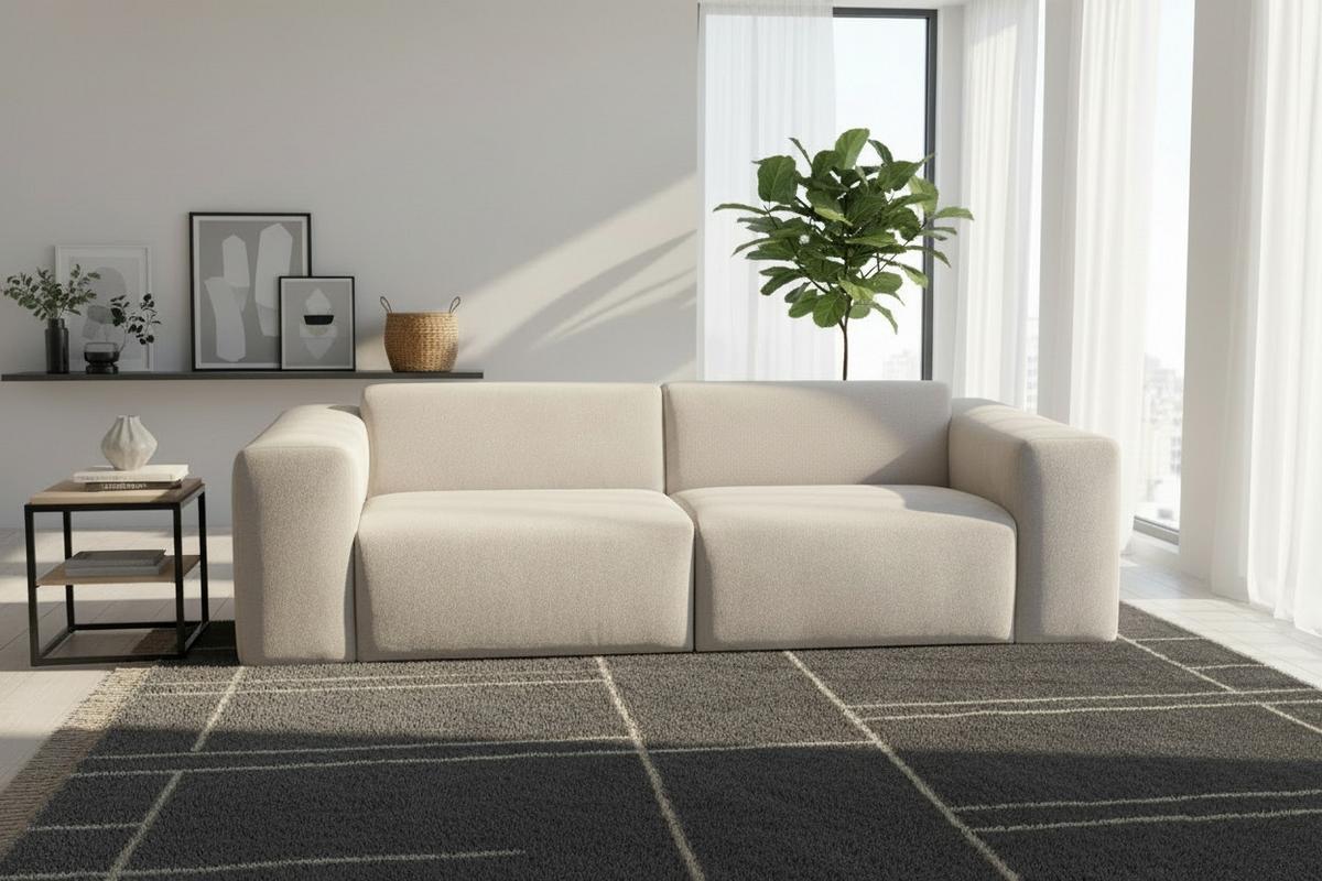 3-sitzer-sofa Manne Beige B: 266 Cm - Beige/Schwarz, Design, Textil (266/76/116cm) - MID.YOU