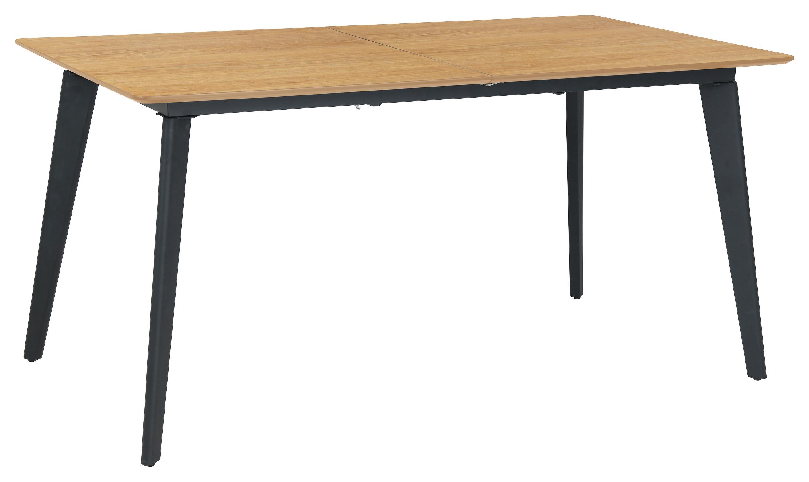 Ausziehtisch Oklahoma B: 160-200 cm - Eichefarben/Schwarz, Design, Holzwerkstoff/Metall (160-200/90/76cm) - MID.YOU