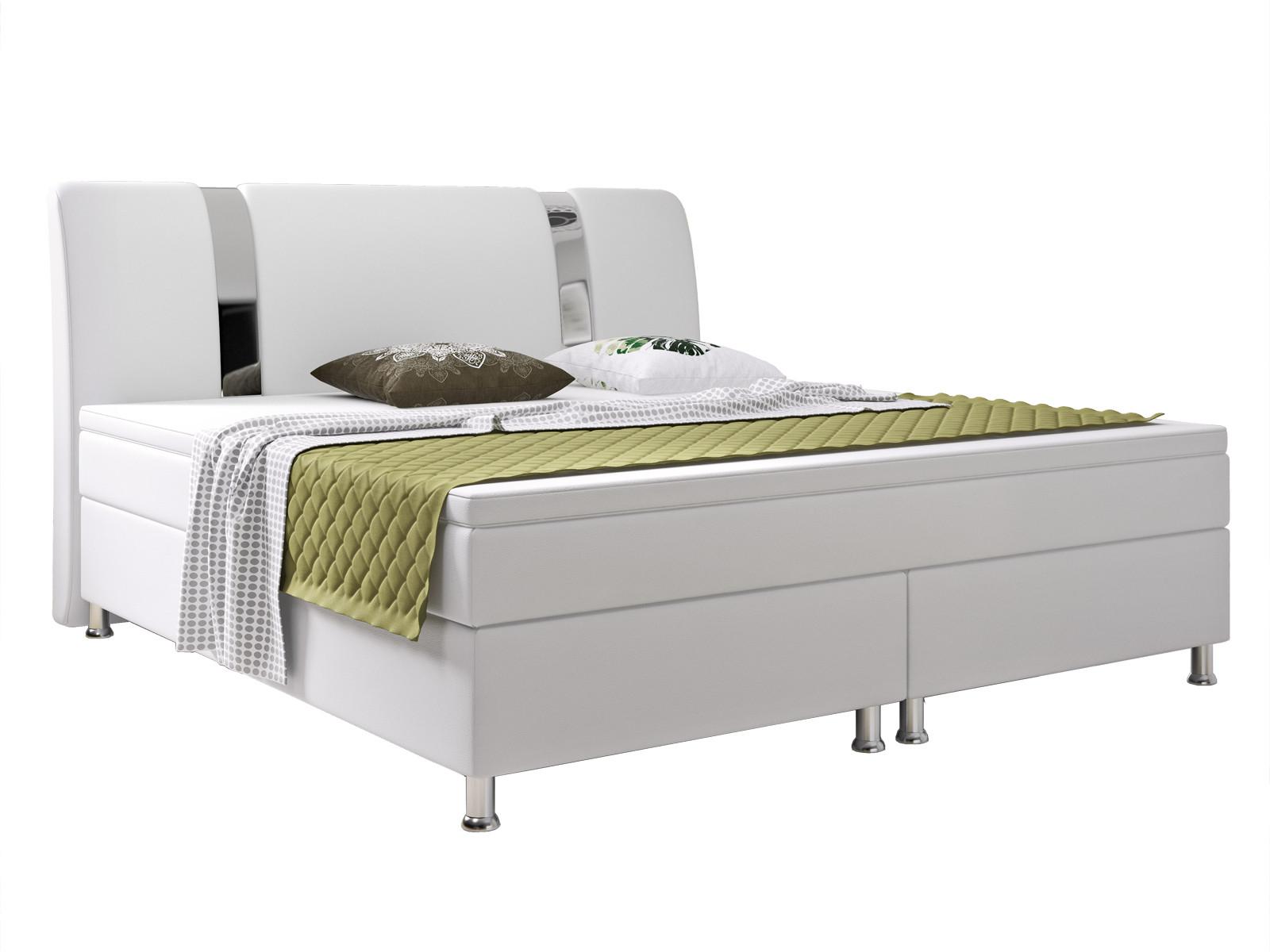 Boxspringbett RIVA-F im weißen Lederlook