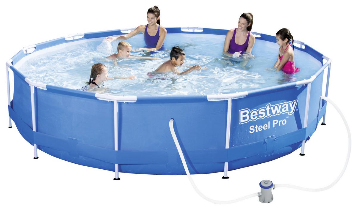 Bazén PATRIC, Šírka/výška: 366/76 cm - bílá/modrá, kov/plast (366/76cm) - Bestway