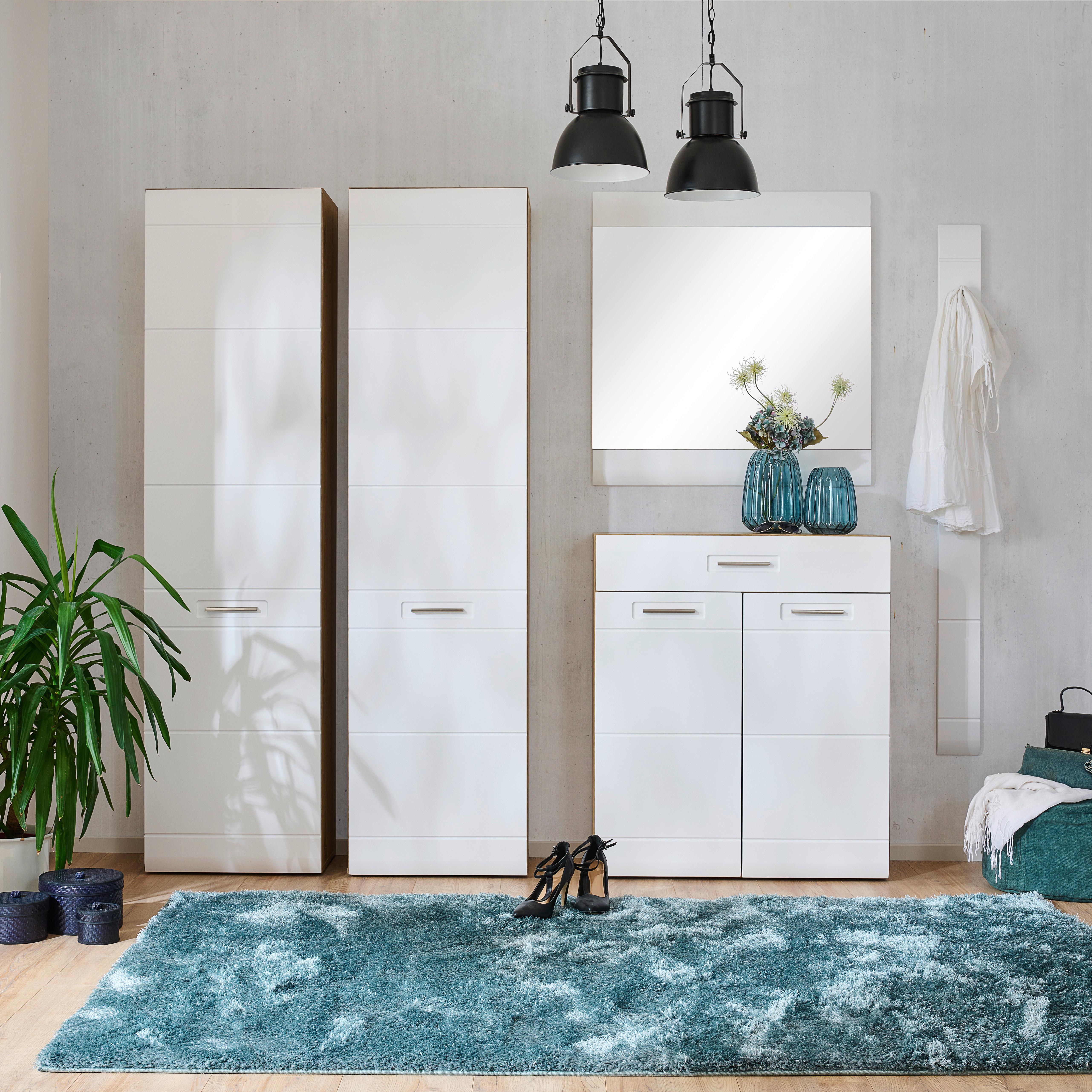 Garderoben-Set Auris Weiß/Eiche Dekor 5--Teilig. - Eichefarben/Weiß, MODERN, Holzwerkstoff (202/204,2/37,1cm) - Luca Bessoni