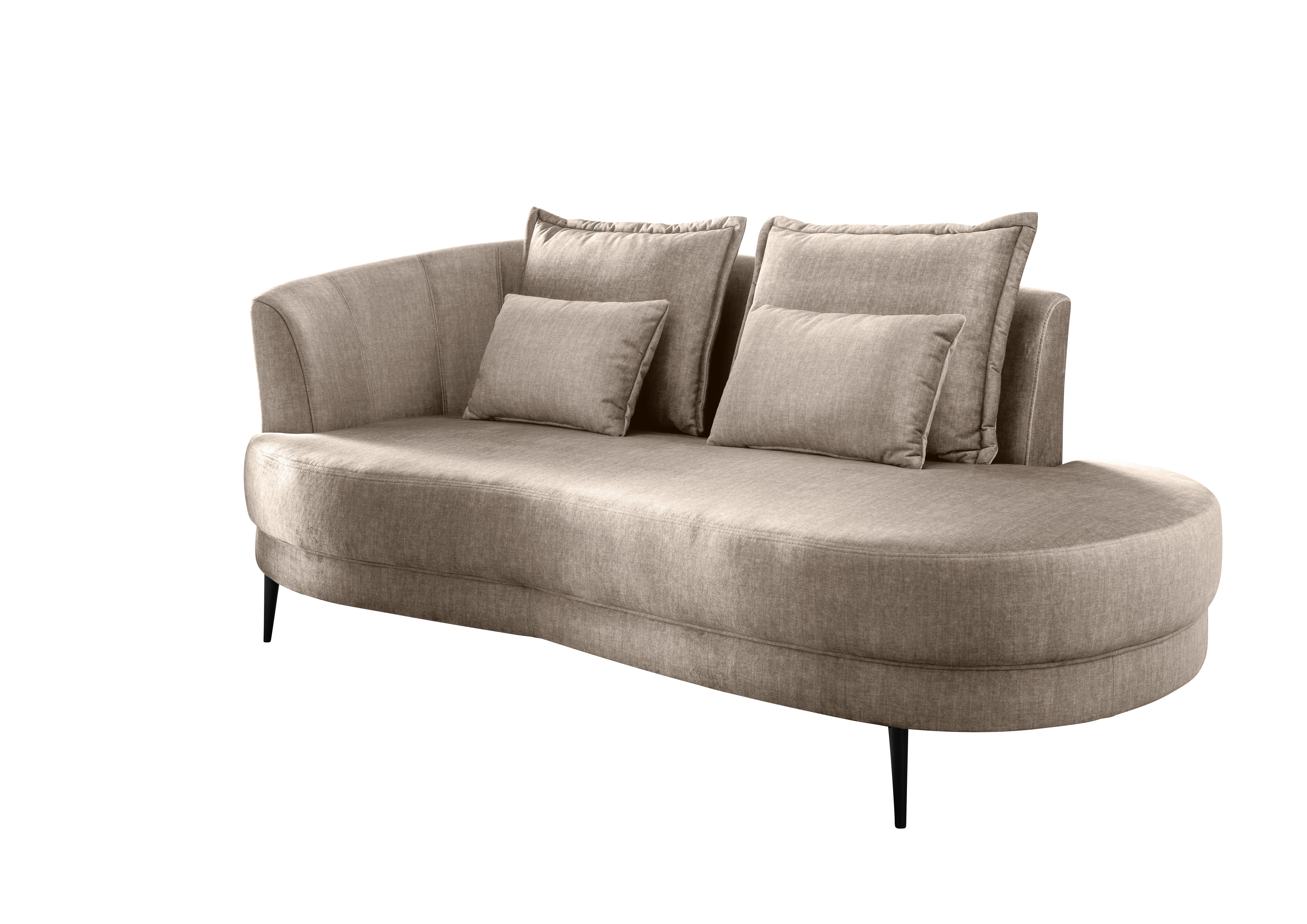 Ottomane Pistaccio Beige Velours, Rücken Echt B: 211 cm - Beige/Schwarz, MODERN, Textil (211/85/101cm) - Livetastic