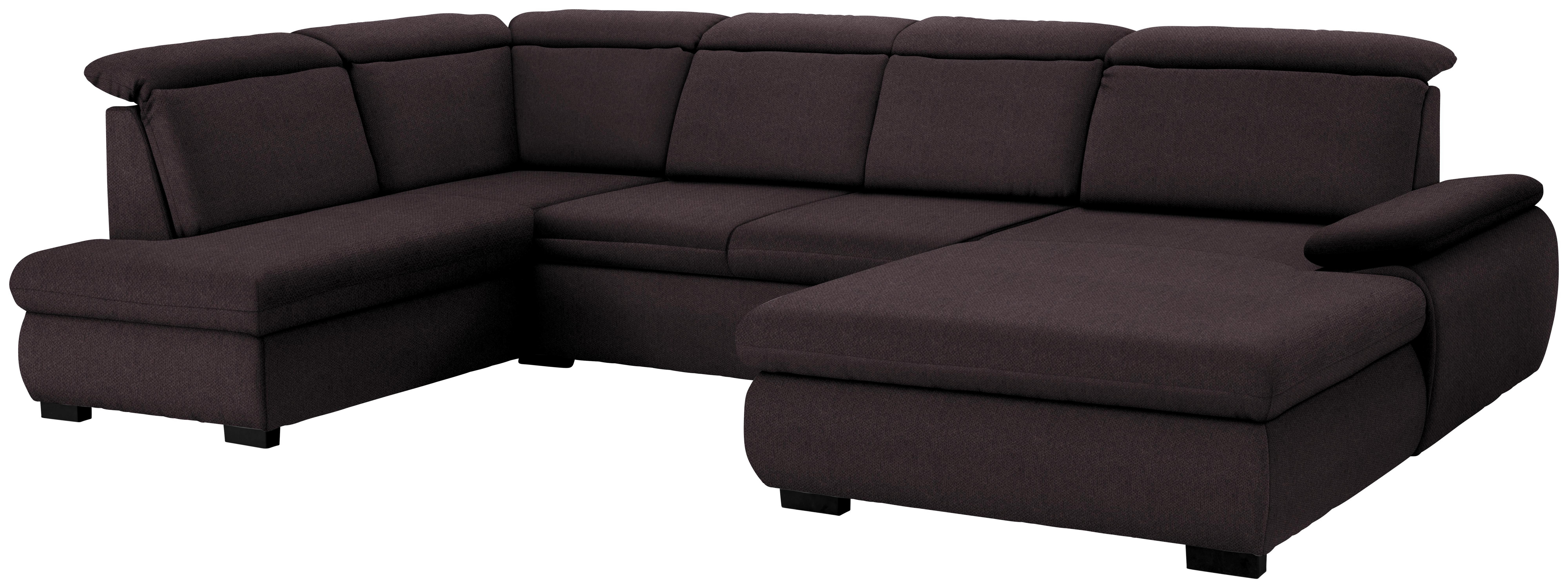 Wohnlandschaft in U-Form Maße: ca. 184/335/172 cm - Schwarz/Braun, KONVENTIONELL, Holz/Textil (184/335/172cm) - Ombra