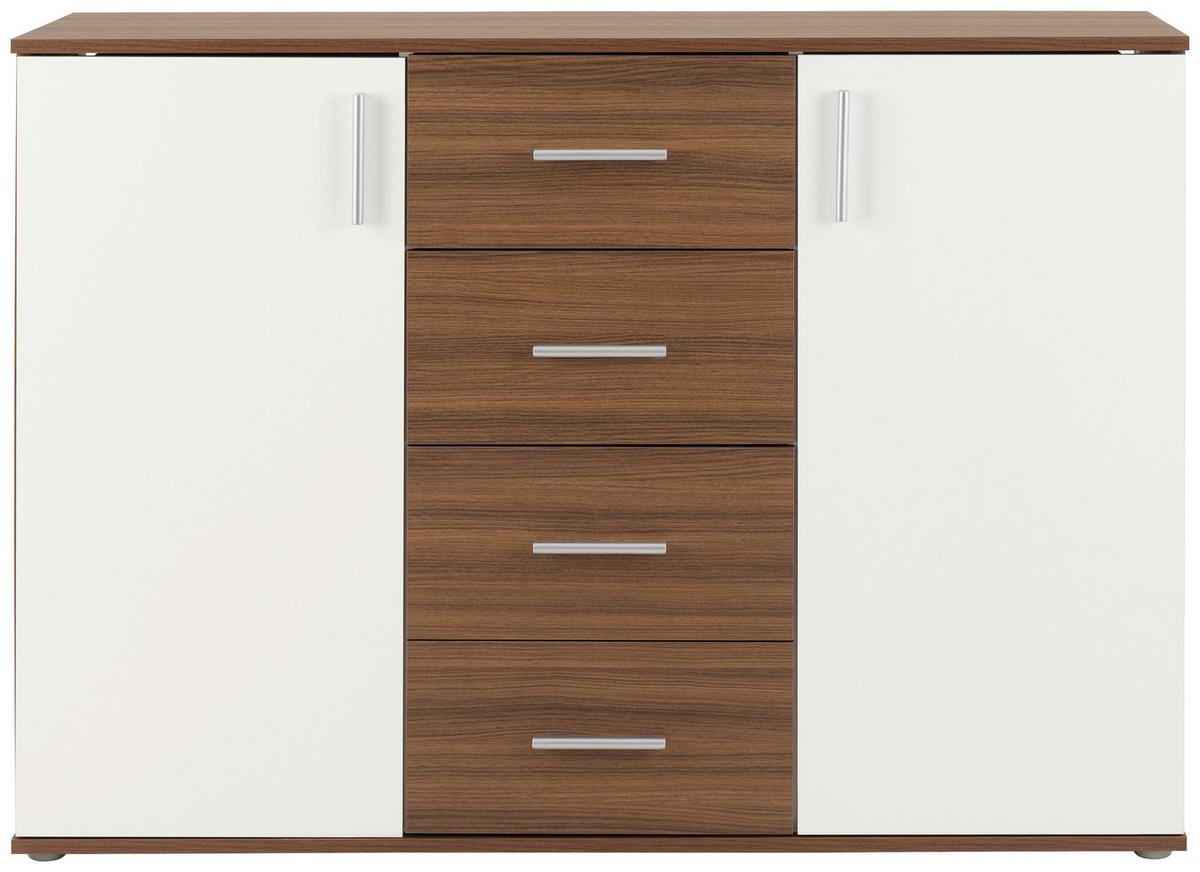 Kommode Mit Schubladen 132 Cm Ina 03 Nussoptik/weiss - Eiche Artisan, MODERN, Holzwerkstoff (132/94,8/38,3cm)