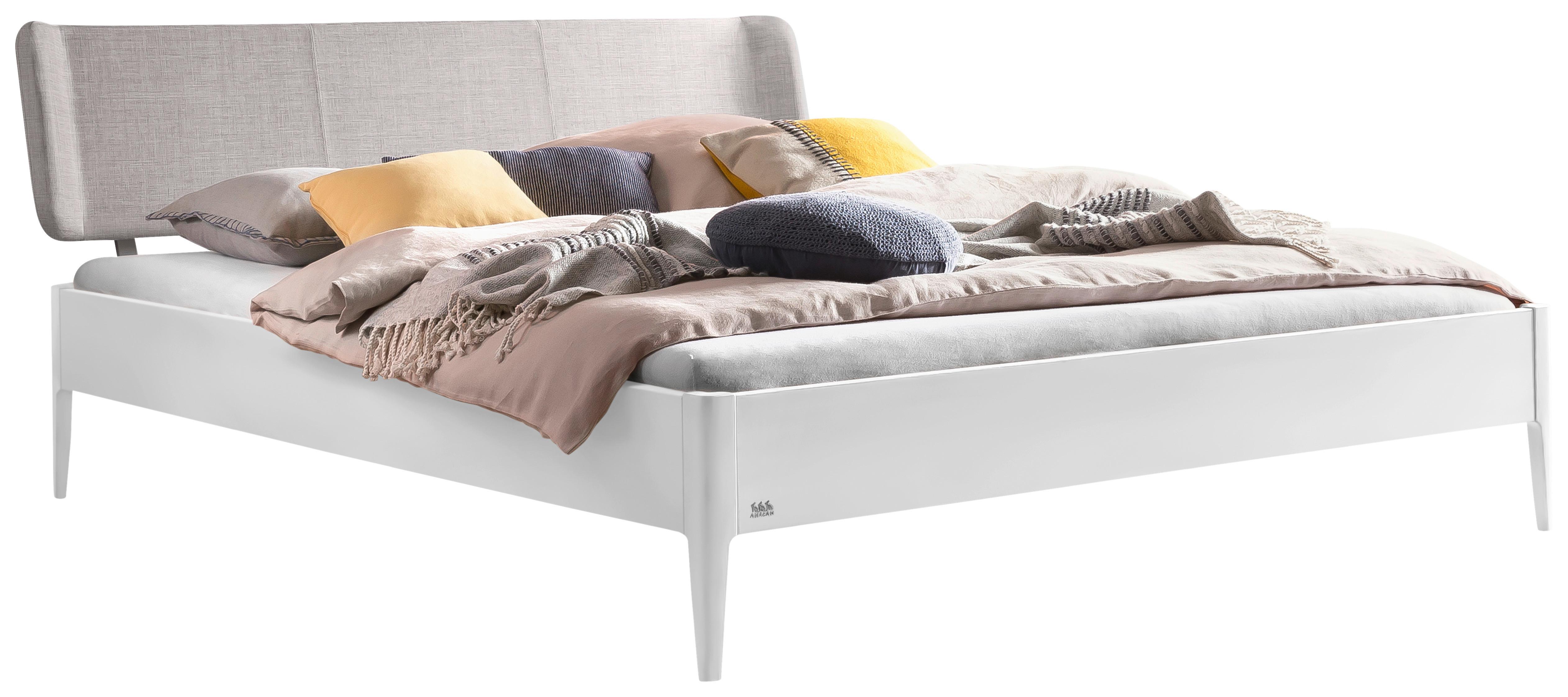 BETT Pienza, Weiß 140x200 cm - Hellgrau/Weiß, MODERN, Holzwerkstoff/Textil (140/200cm) - Hasena