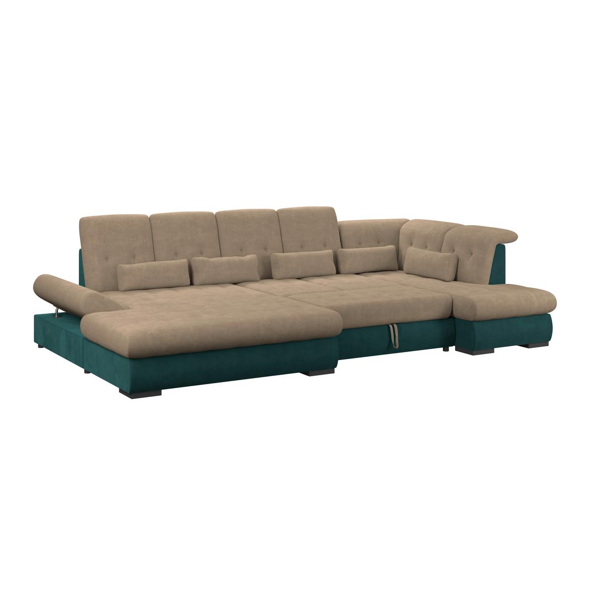 Wohnlandschaft Madera Dunkelbraun S: 358x212 cm - Türkis/Dunkelbraun, KONVENTIONELL, Kunststoff/Textil (190/358/212cm)