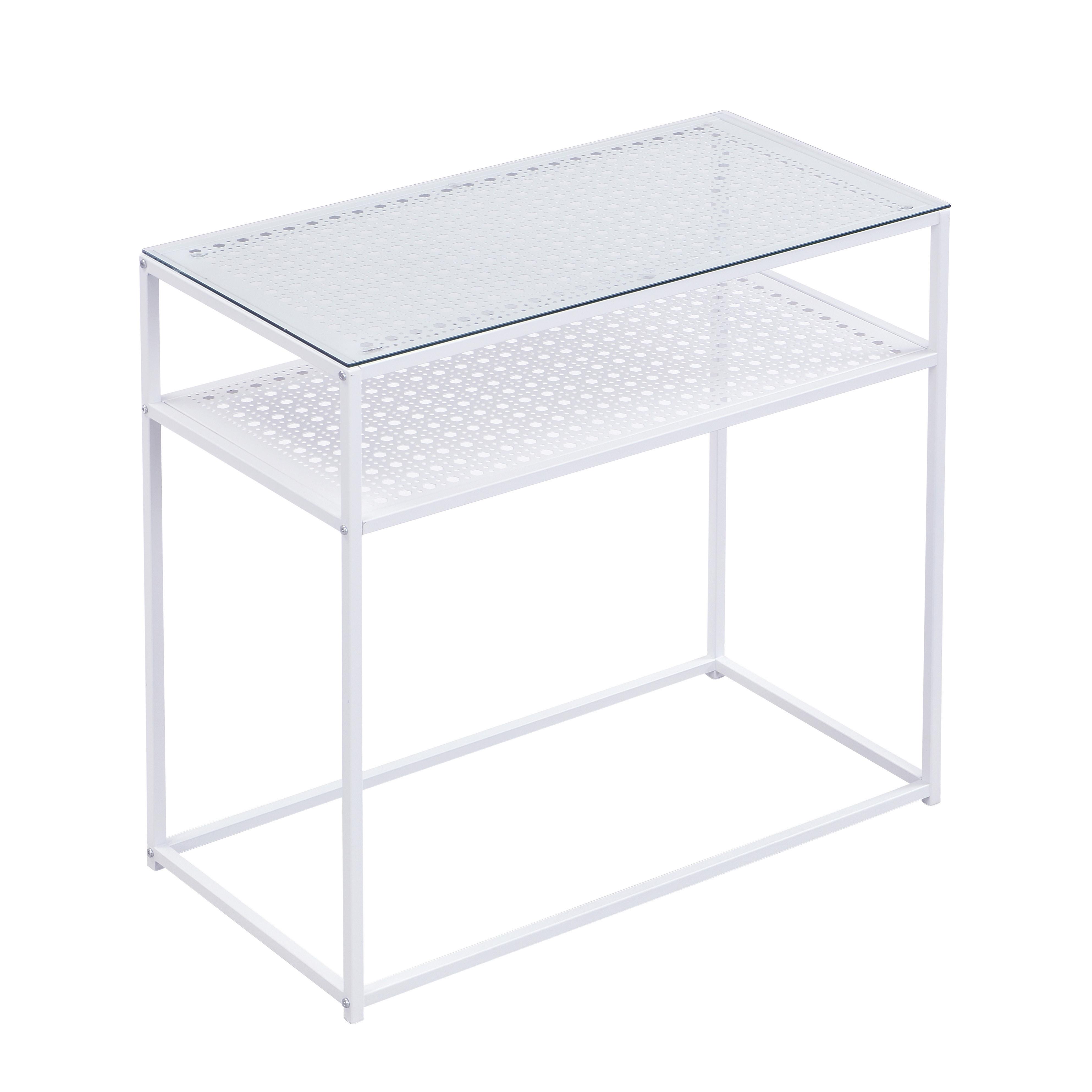 KONSOLENTISCH Weiß B: 80 cm - Weiß, Design, Glas/Metall (80/40/77cm) - MID.YOU