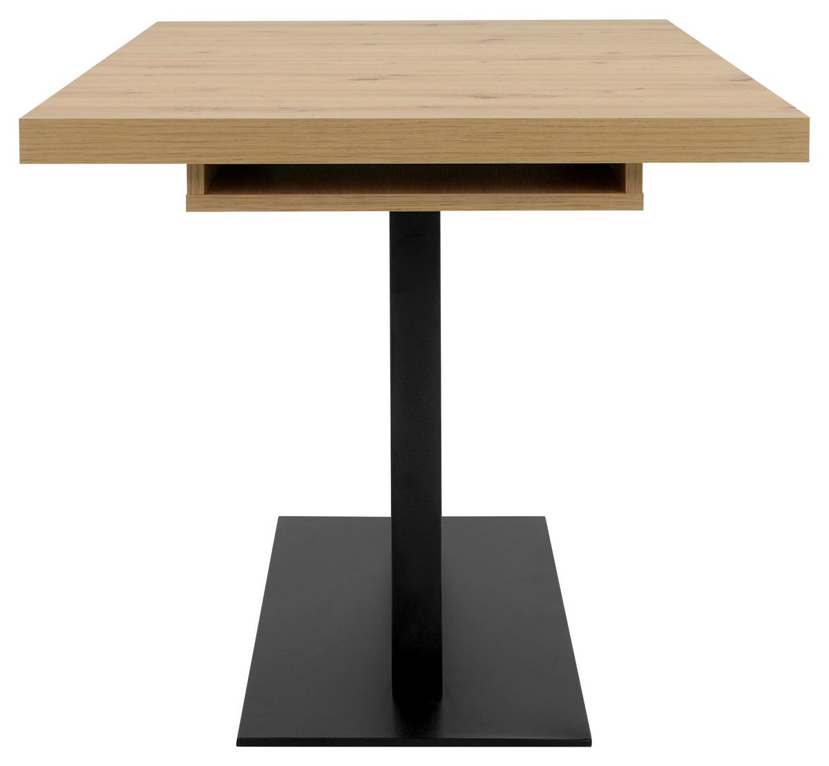 Kihúzható Étkezőasztal Quadrato - fekete/Artisan tölgy, Konventionell, faalapú anyag/fém (120/80/74cm) - MID.YOU