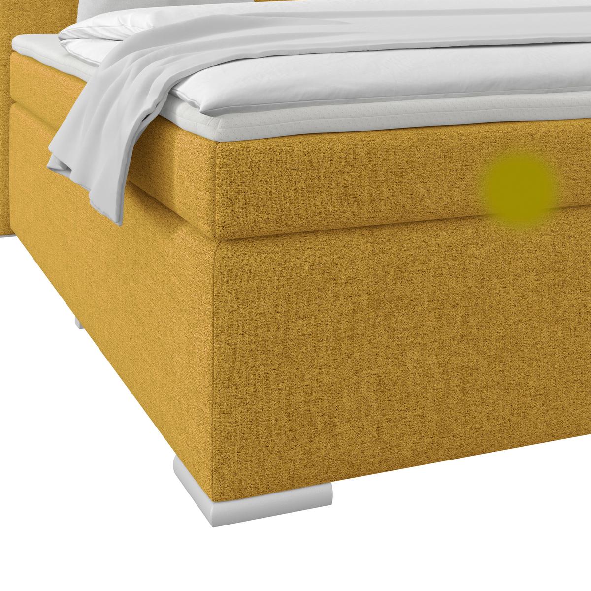 Boxspringbett Mira I Nordic, Lf: 160x200 Cm - Goldfarben/Alufarben, Basics, Textil (160/200cm)