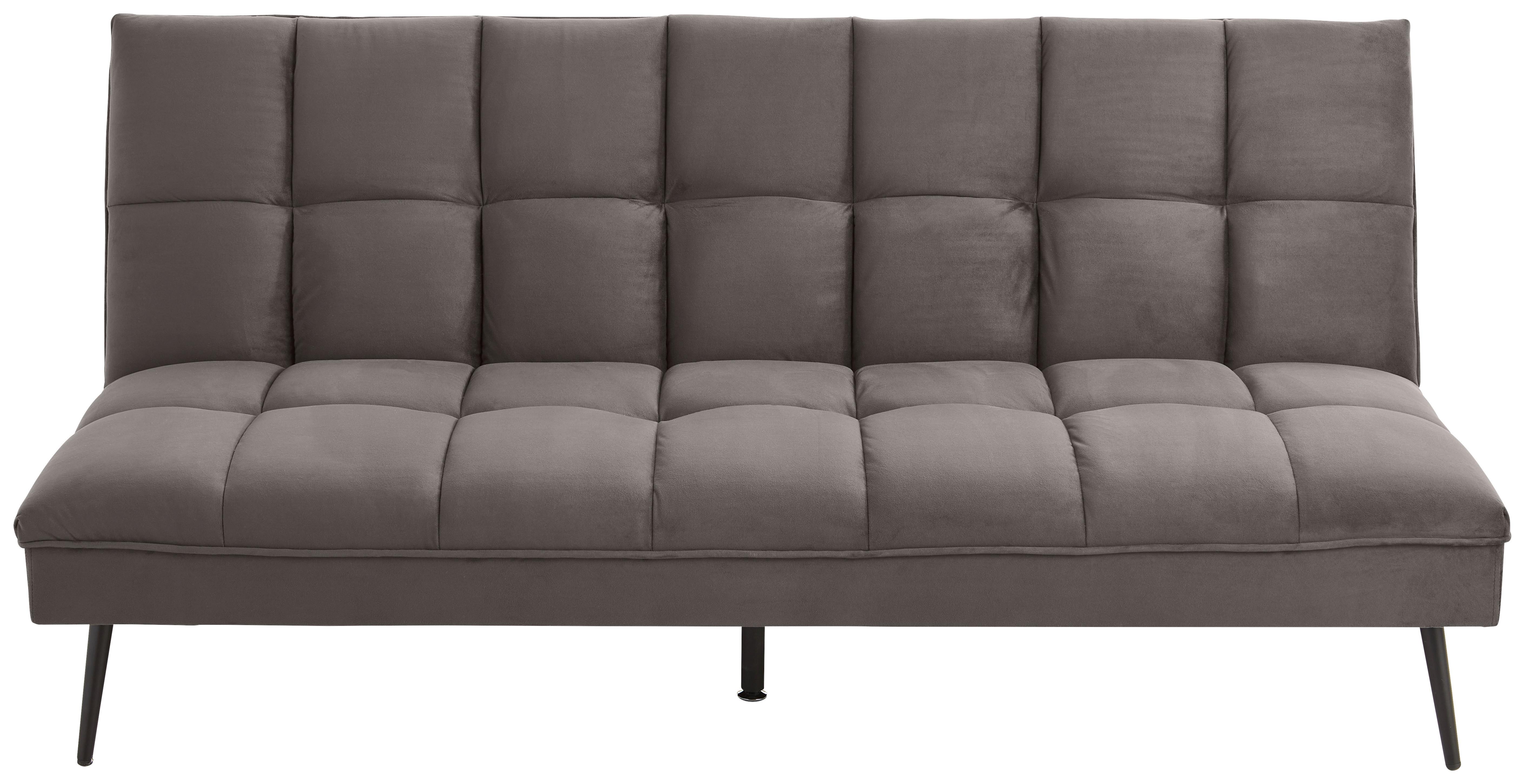 3-Sitzer-Sofa mit Schlaffunkt. Pur Grau Samtbezug - Schwarz/Grau, MODERN, Textil (178/84/98cm) - MID.YOU