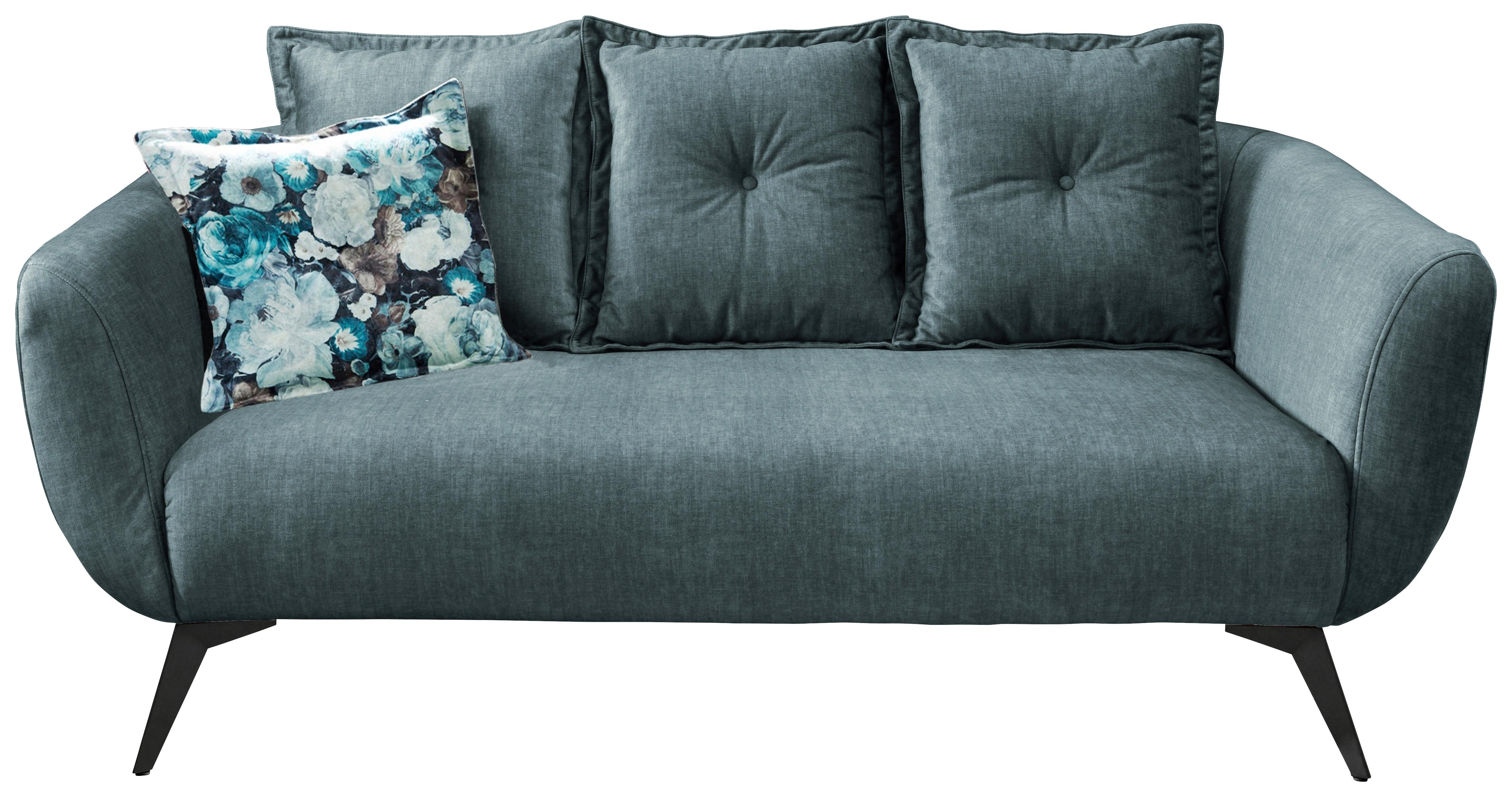 2,5-Sitzer-Sofa Baggio mit Kissen Blau/Grün - Dunkelgrün/Multicolor, MODERN, Holz/Textil (196/80-94/103cm) - Livetastic