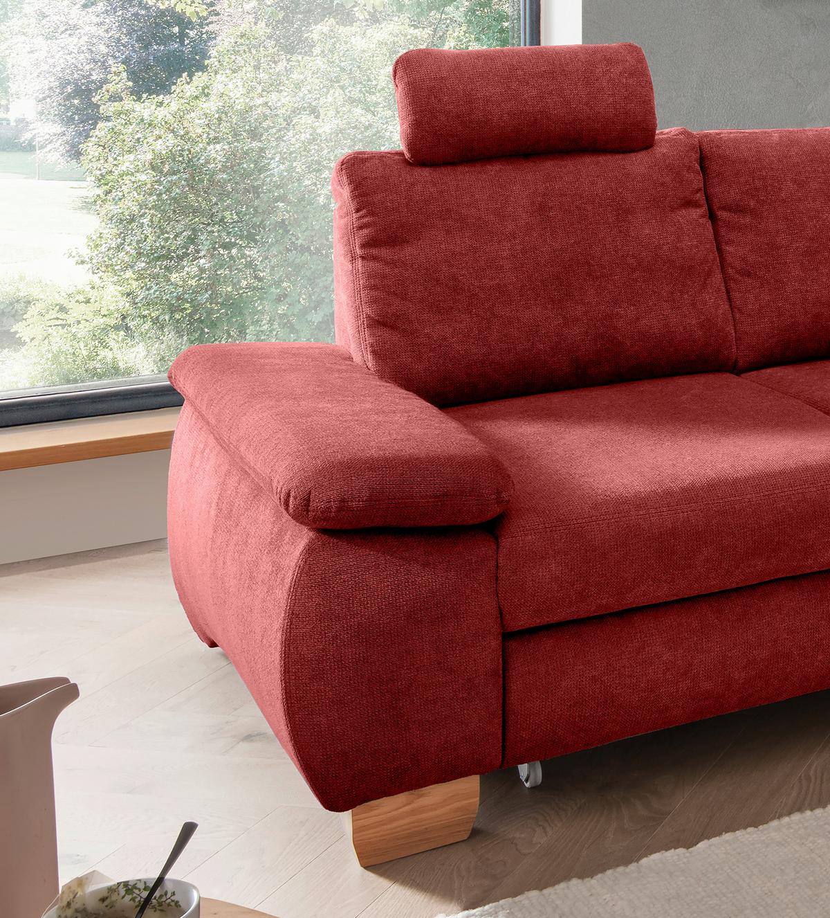 Eckschlafsofa Positano, Rot S: 261x206 Cm - Wildeiche/Rot, MODERN, Textil (261/206cm) - Livetastic